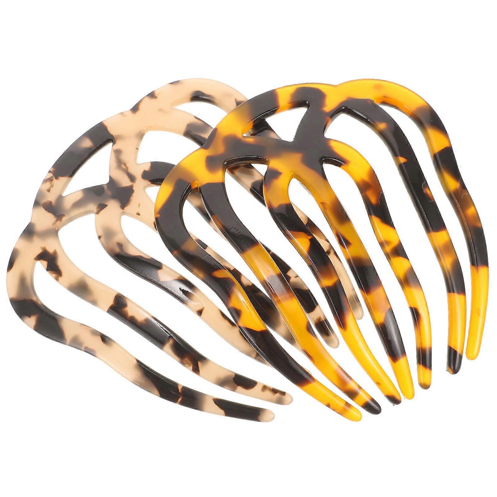 מסרקי שיער נמר אופנתיים לנשים בנות וכלות עם שבע שיניים 2 יחידות