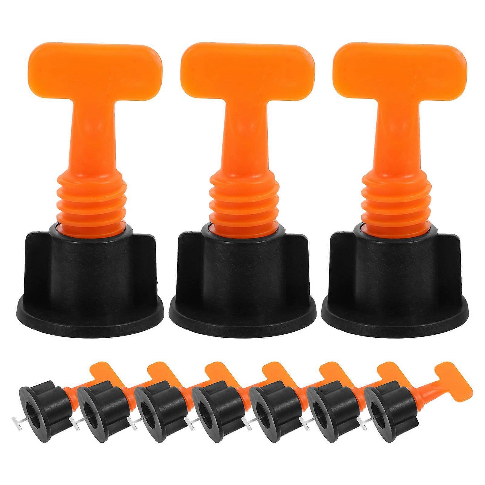 50 Sets Reusable Plastic Tile Levelers for Home Orange Color Easy to Use After Tiles Are Set