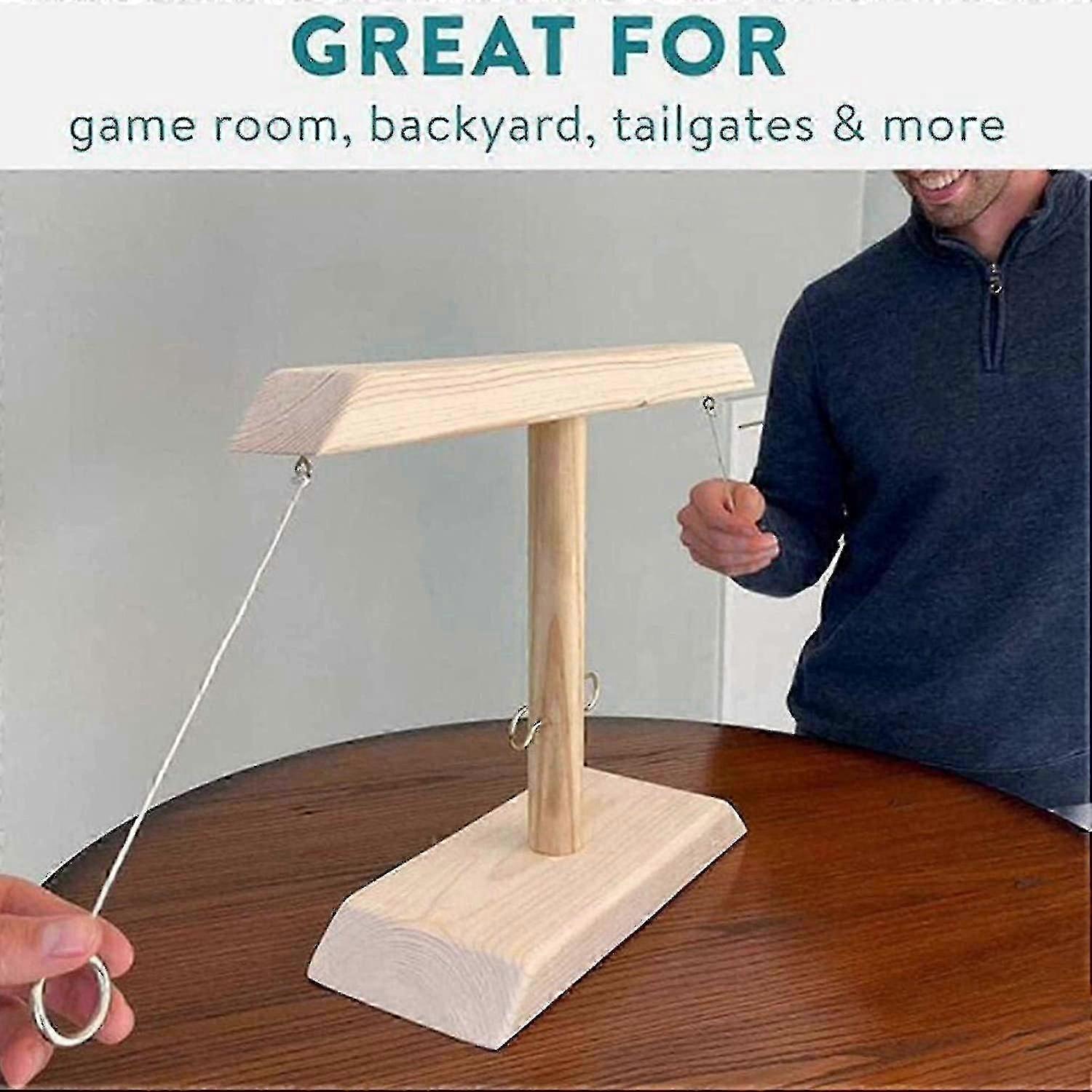 Board Games Hooks Ring Toss Game With Shot Ladder Bundle White Rectangular Base-5 Holes White Rectangular Base-5