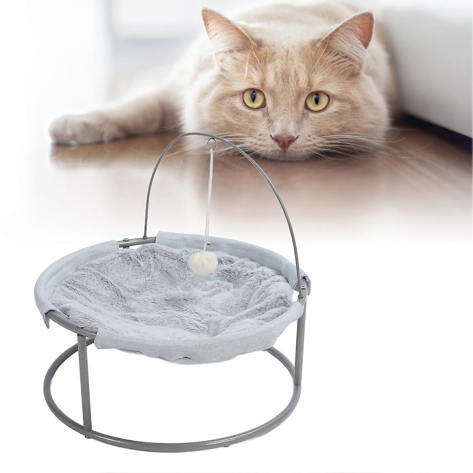 Elevated Cat Hammock Foldable Removable Cat Hammock Bed Spacious Cat Sleeping Bed for Four Seasons Winter Type Grey