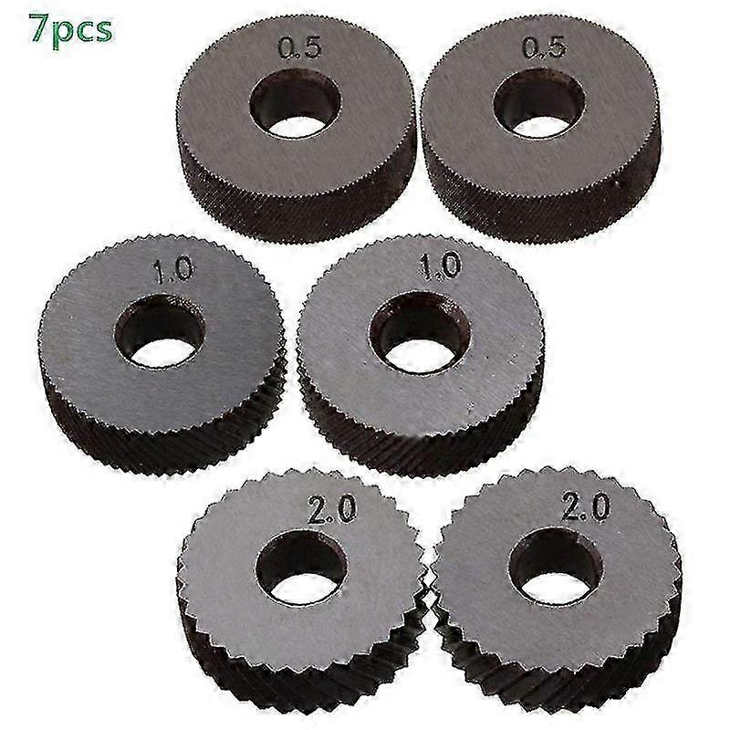 7 قطع مزدوجة عجلة التخريش أداة مجموعة 0.5mm 1mm 2mm الخطية عجلة مجموعة الصلب مخرطة مجموعة عجلة التخريش