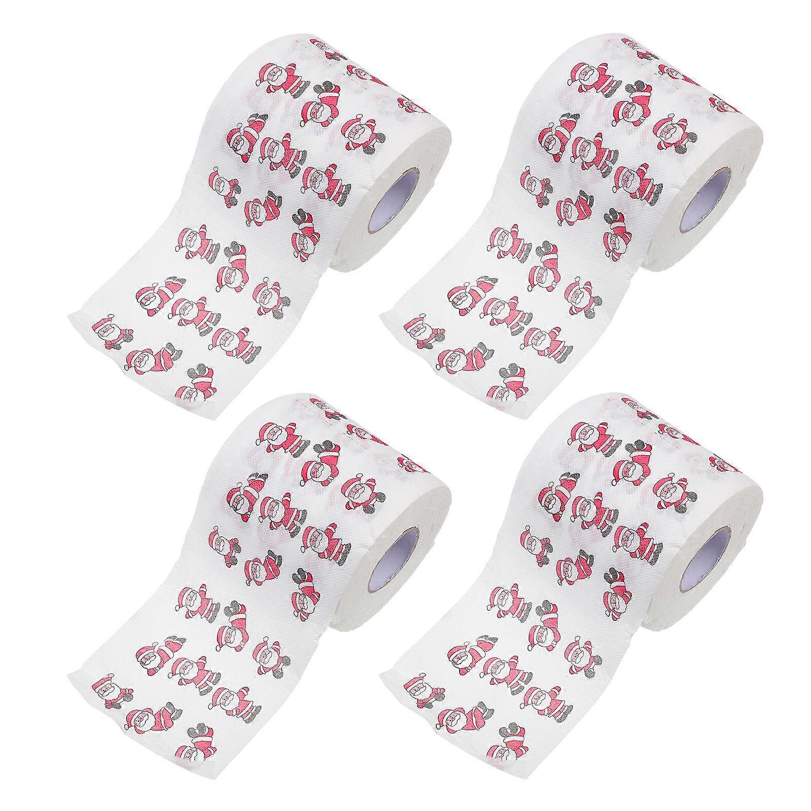 Roll Toilet Paper Christmas Theme Design Dinner Parties Disposable 4 Rolls
