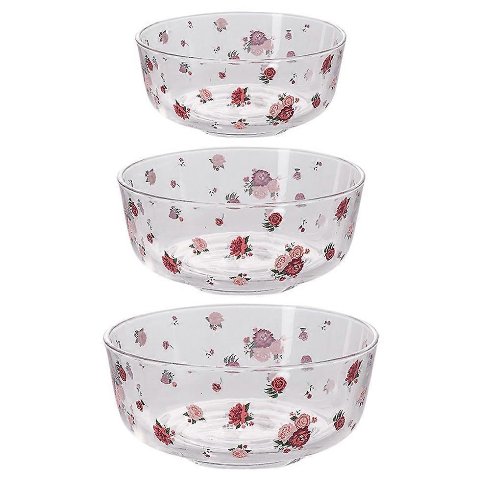 Serving Bowls Glass Salad Bowls Home Use Assorted Color 17.8x17.8x7.7CM 3Pcs