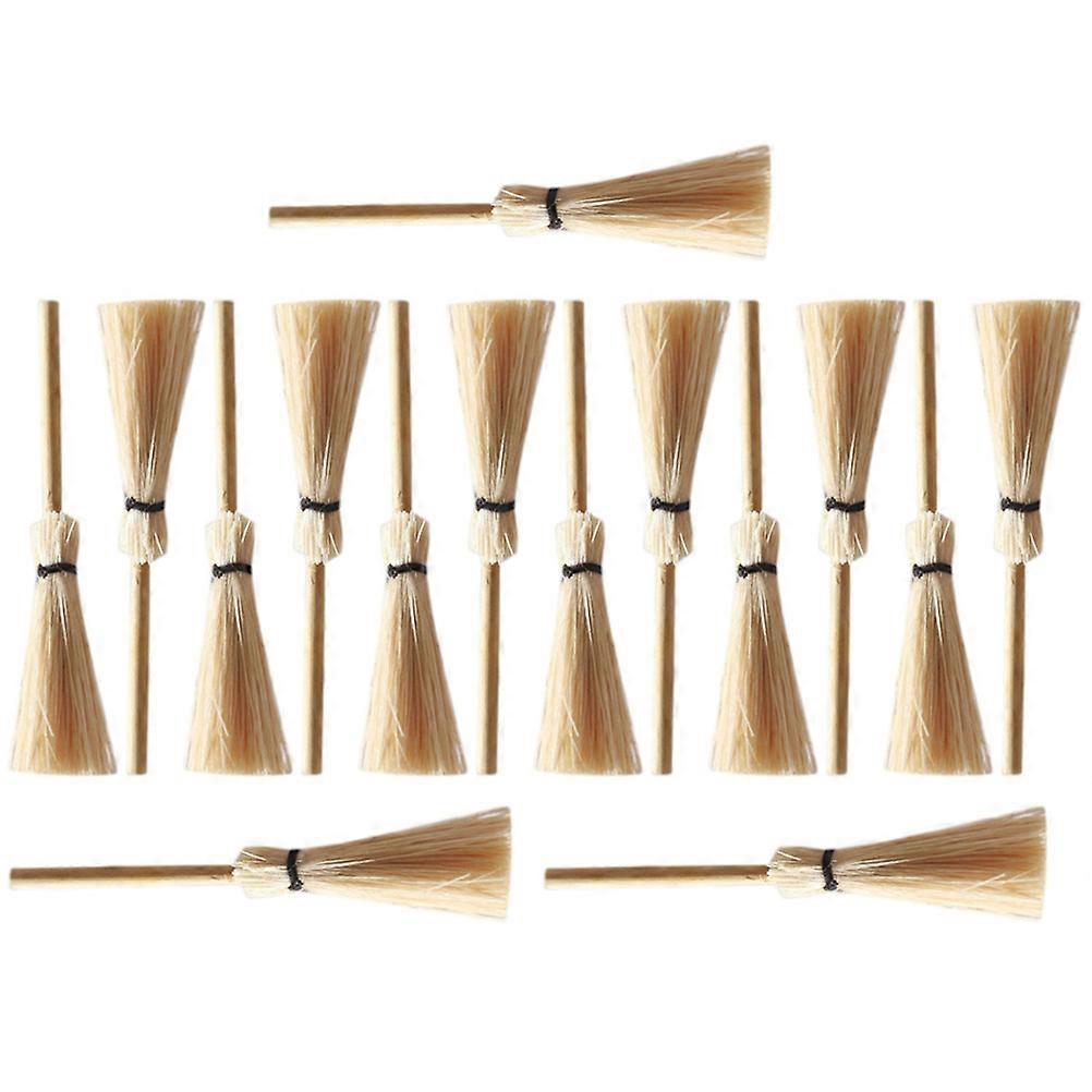 ドールハウスミニチュアほうき風景装飾DIYアクセサリーコンパクトウッド素材ハロウィンパーティー15個