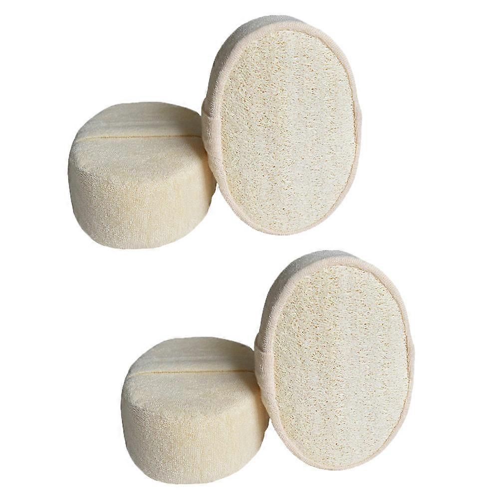 Bath Body Scrubber Loofah Sponge Bath Ball Men Women Cleansing Round Shape Beige 10x14.5x5cm Stimulates Circulation 4Pcs