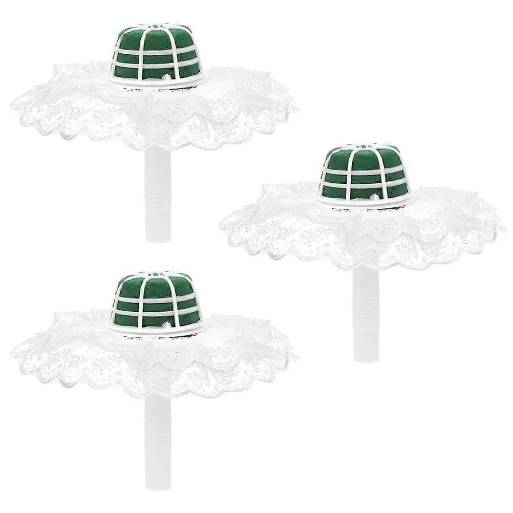 Flowers Holder Handle Bridal Bouquet Support Diy Accessory 3Sets 25X25CM White