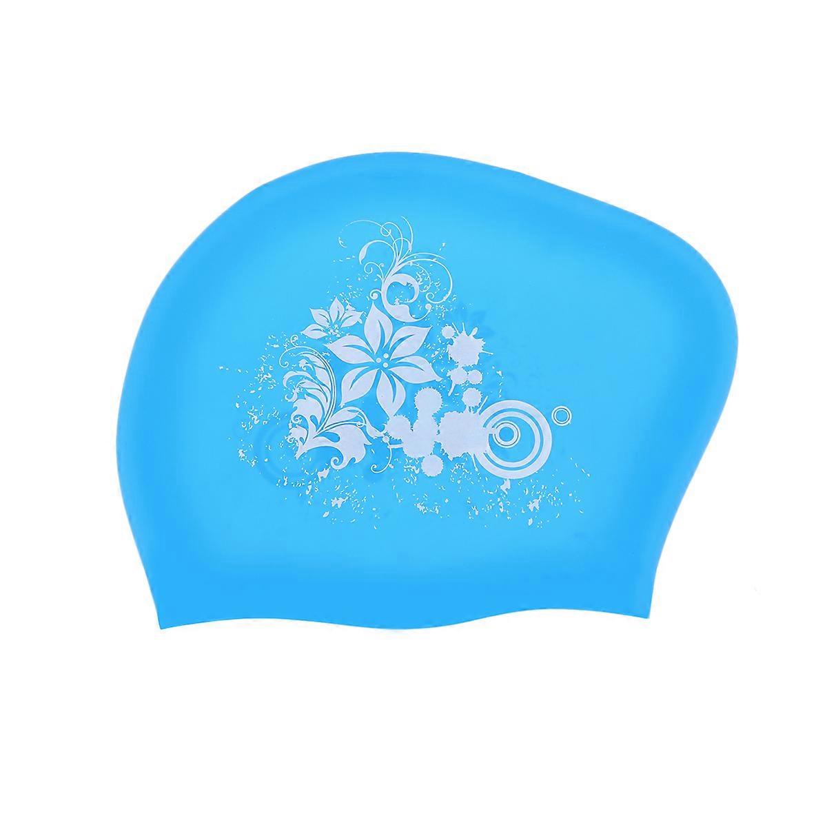 Swim Hat Long Hair Elastic Silicone Swimming Cap Waterproof Protect Ears Pool Use 1Pack Sky-Blue