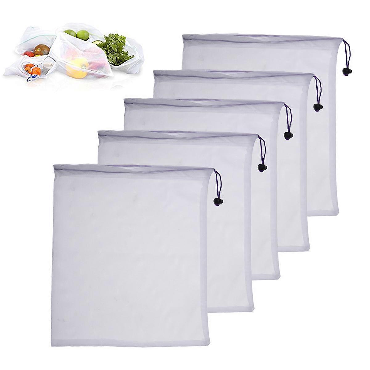 Mesh Bags for Fruit and Vegetable Travel Storage Polyester Fibre 5Pcs