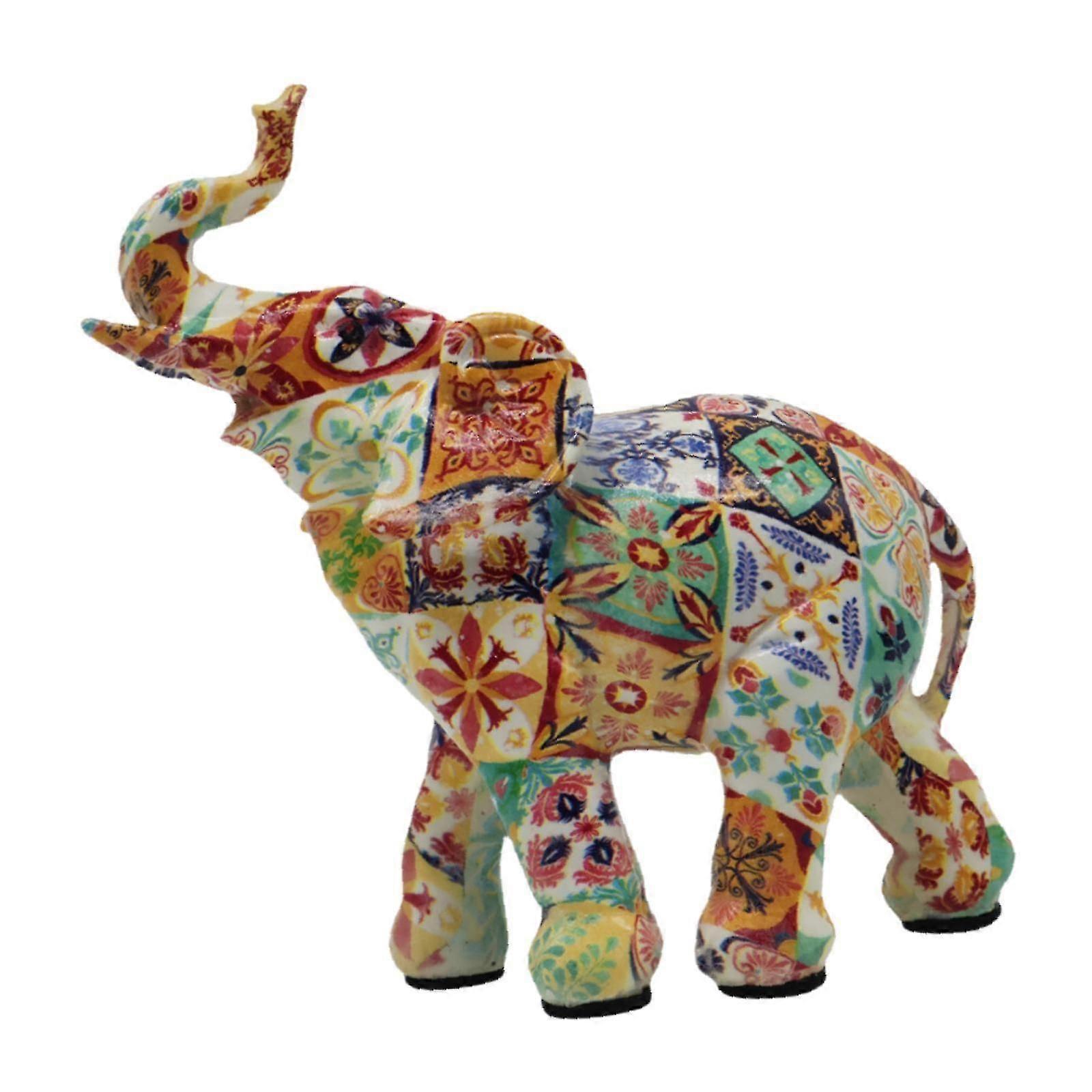Elephant Figurine Resin Collection Animal Sculpture for Shelf Desk Bookshelf Green