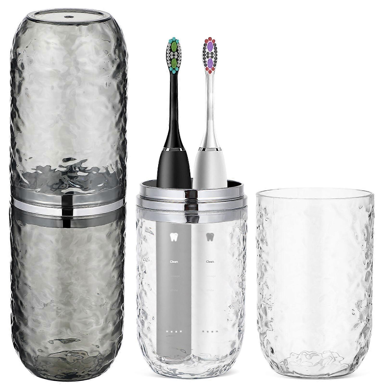 Plastic Toothbrush Case Portable Toothbrush Holder For Travel AS Material Glacier Pattern Design 2Pcs