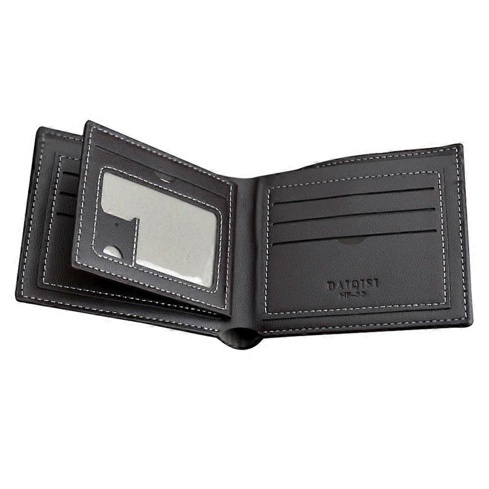 Men's Wallet Short Multifunctional Wallet Rectangular Storage Daily Use Dark Brown 1Pcs