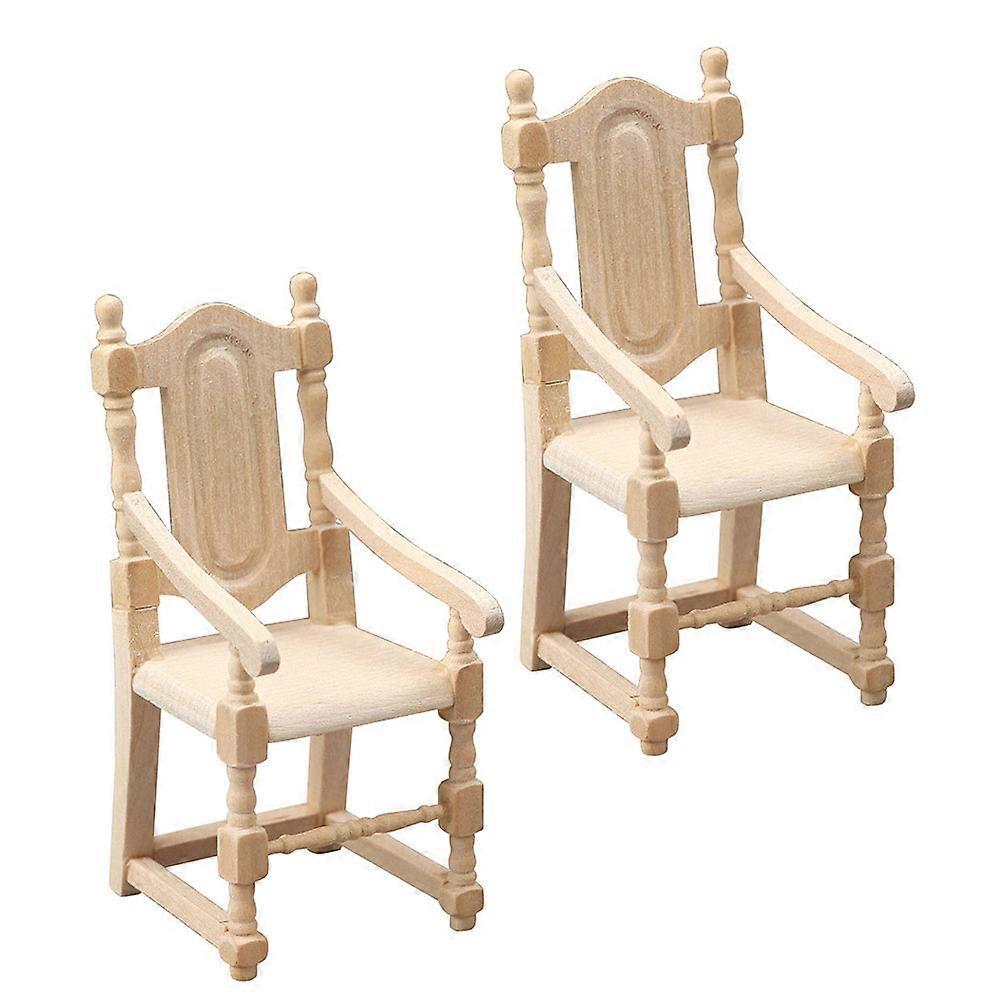 Miniature Model Furniture Compact Realistic Style Kids Collectors Decorative Photo Prop Wood 10X4.5CM 2Pcs