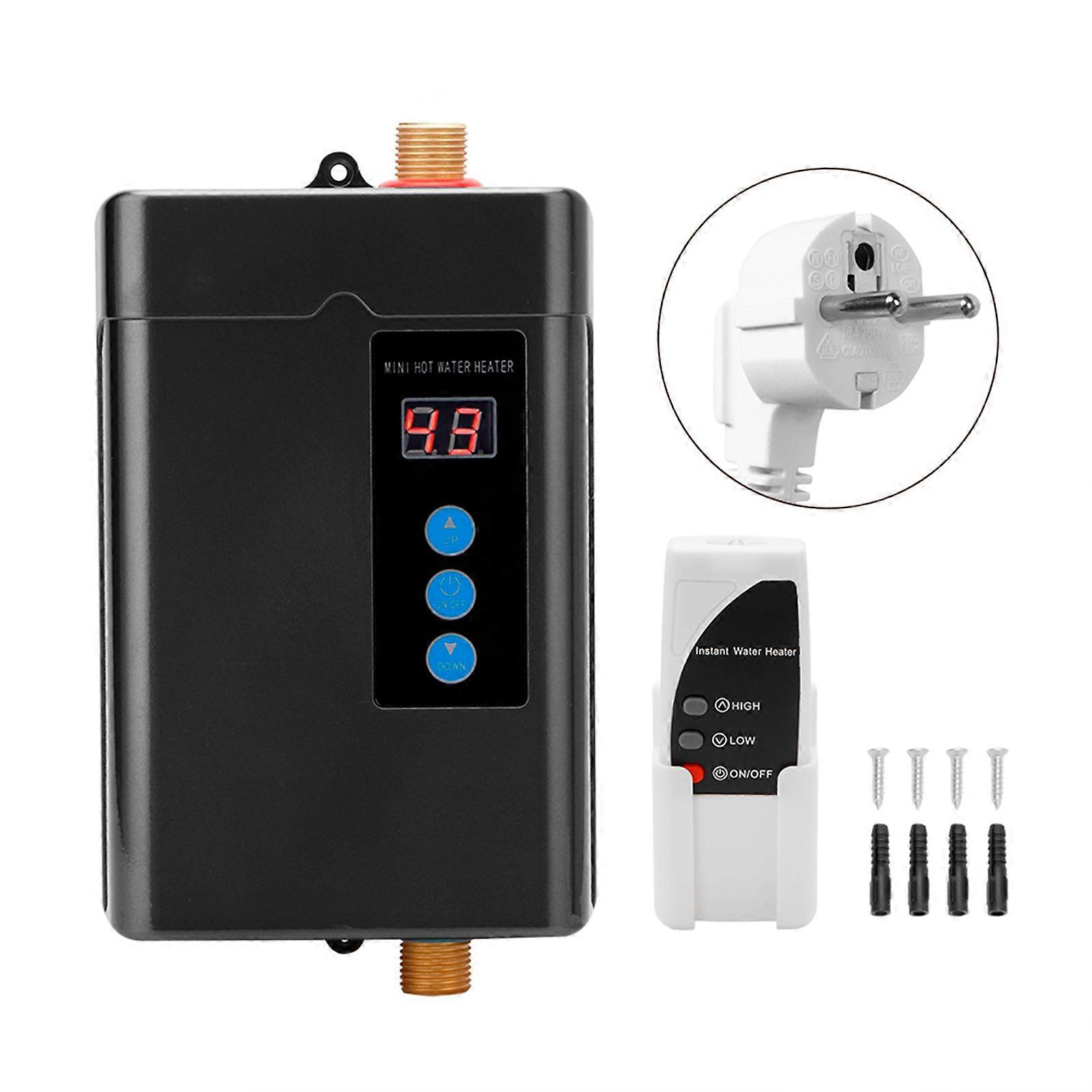 Mini Instant Tankless Electric Water Heater Household Black EU Plug 220V 4000W