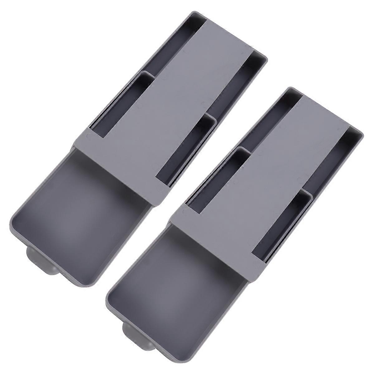 Compartment Box Storage Tray Drawer Organizer for Living Room Rectangular Shape ABS Material 2Pcs