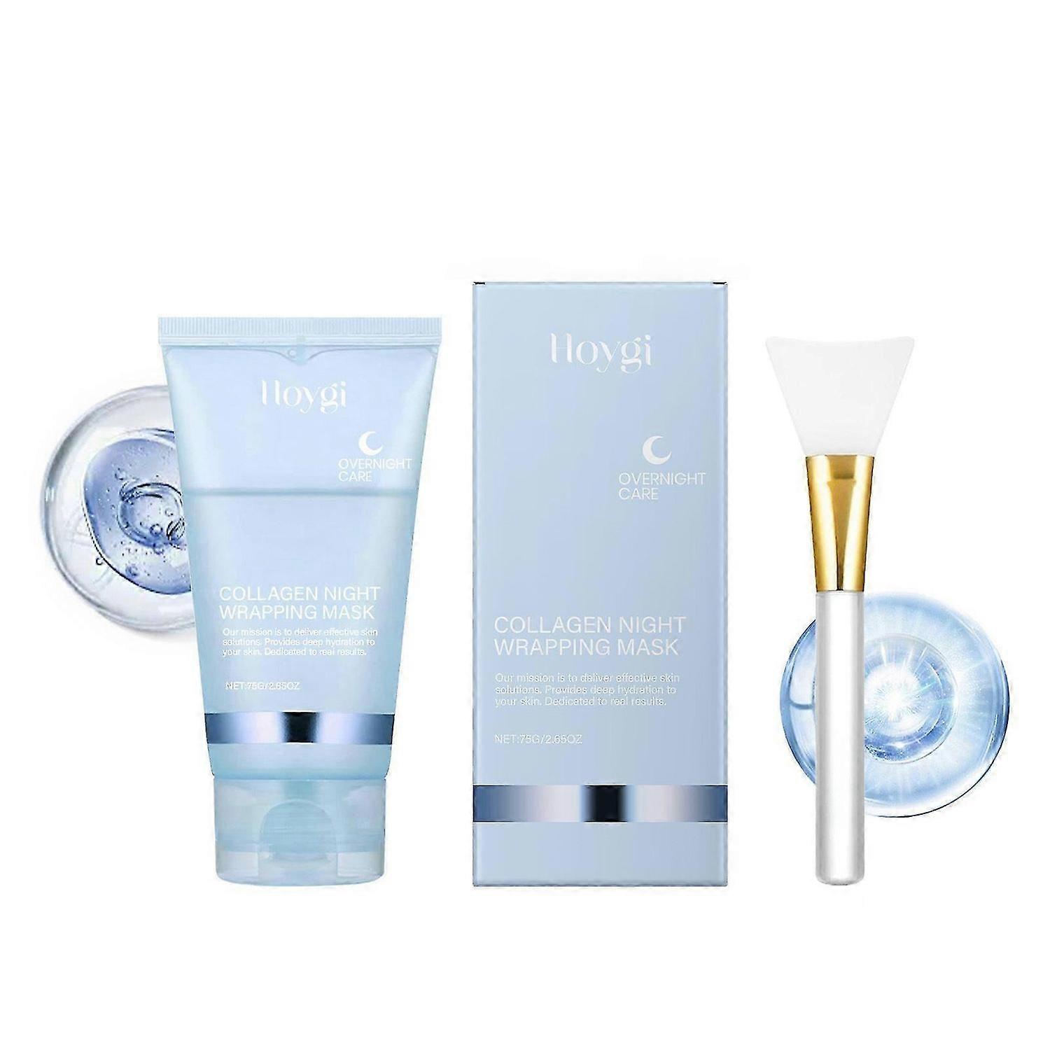 Collagen Overnight Wrapping Peel Off Face Mask, Gently Exfoliate, Moisturize and Firm Skin Facial Mask, Pore Deep Cleansing