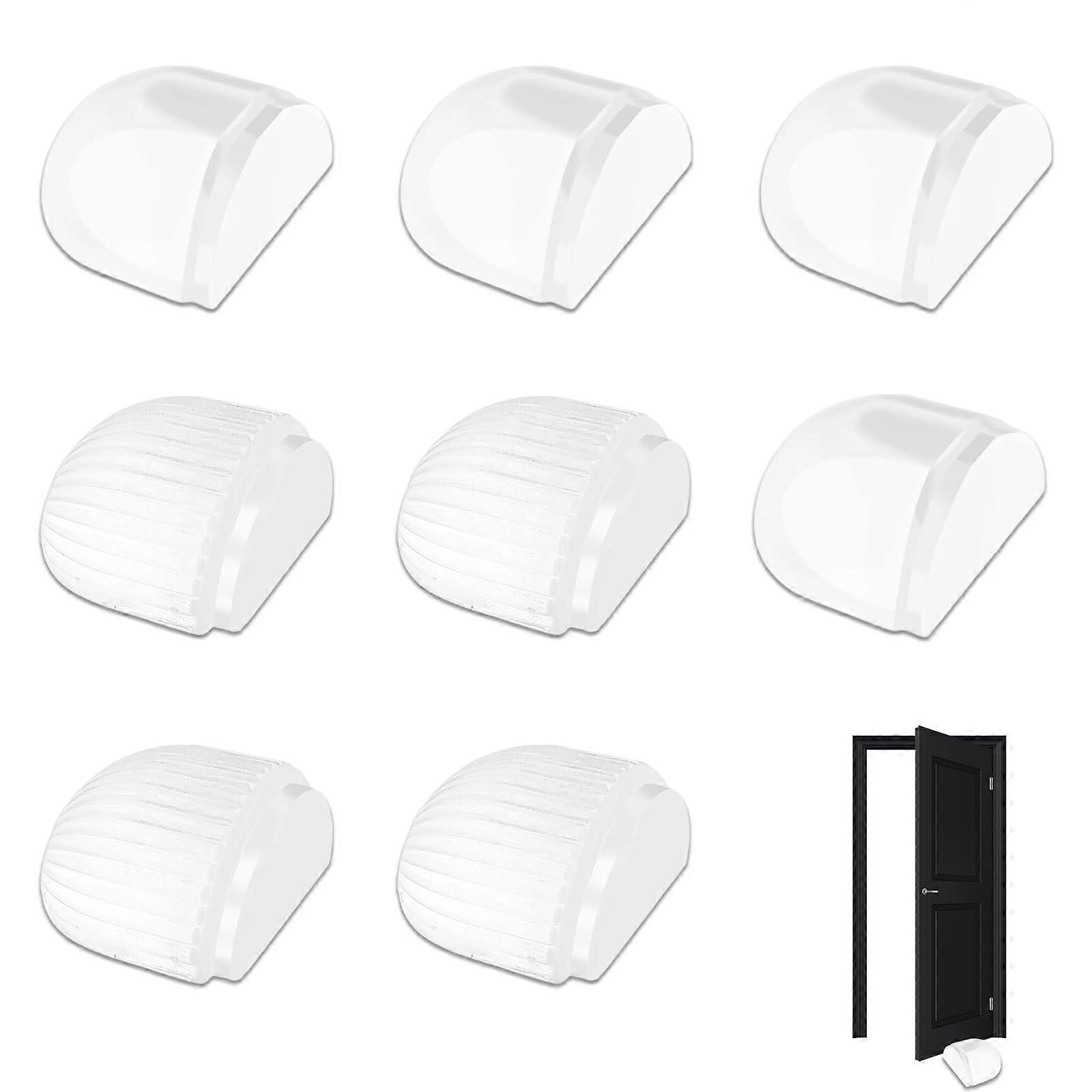 Door Stop Floor Adhesive 8-Pack, Invisible, Strong Hold, Easy Apply, No Residue, 17 Mm High, 4 Without Magnet, 4 With Shell