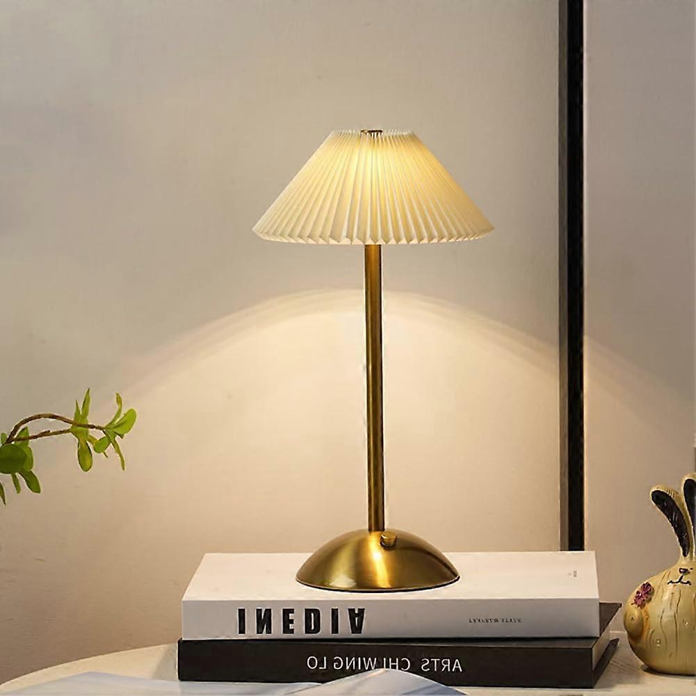 Lampe de table à batterie LED à intensité variable, rechargeable USBC 3000K6000K, abat-jour vintage, base marron beige intérieur/extérieur