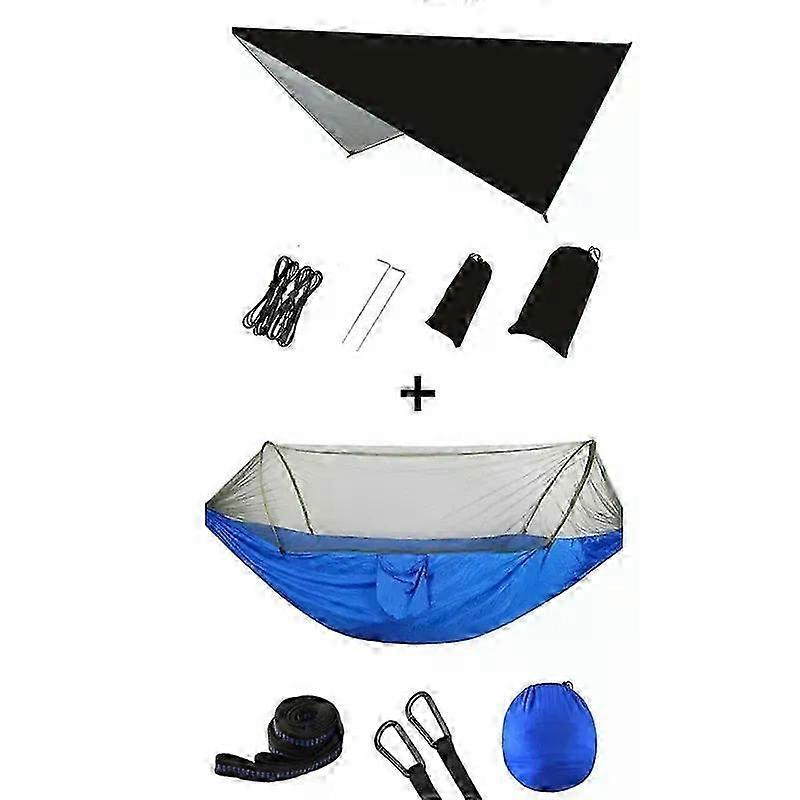 Portable Camping Hammock with Mosquito Net and Sun Shelter, Parachute Swing Rain Fly Canopy