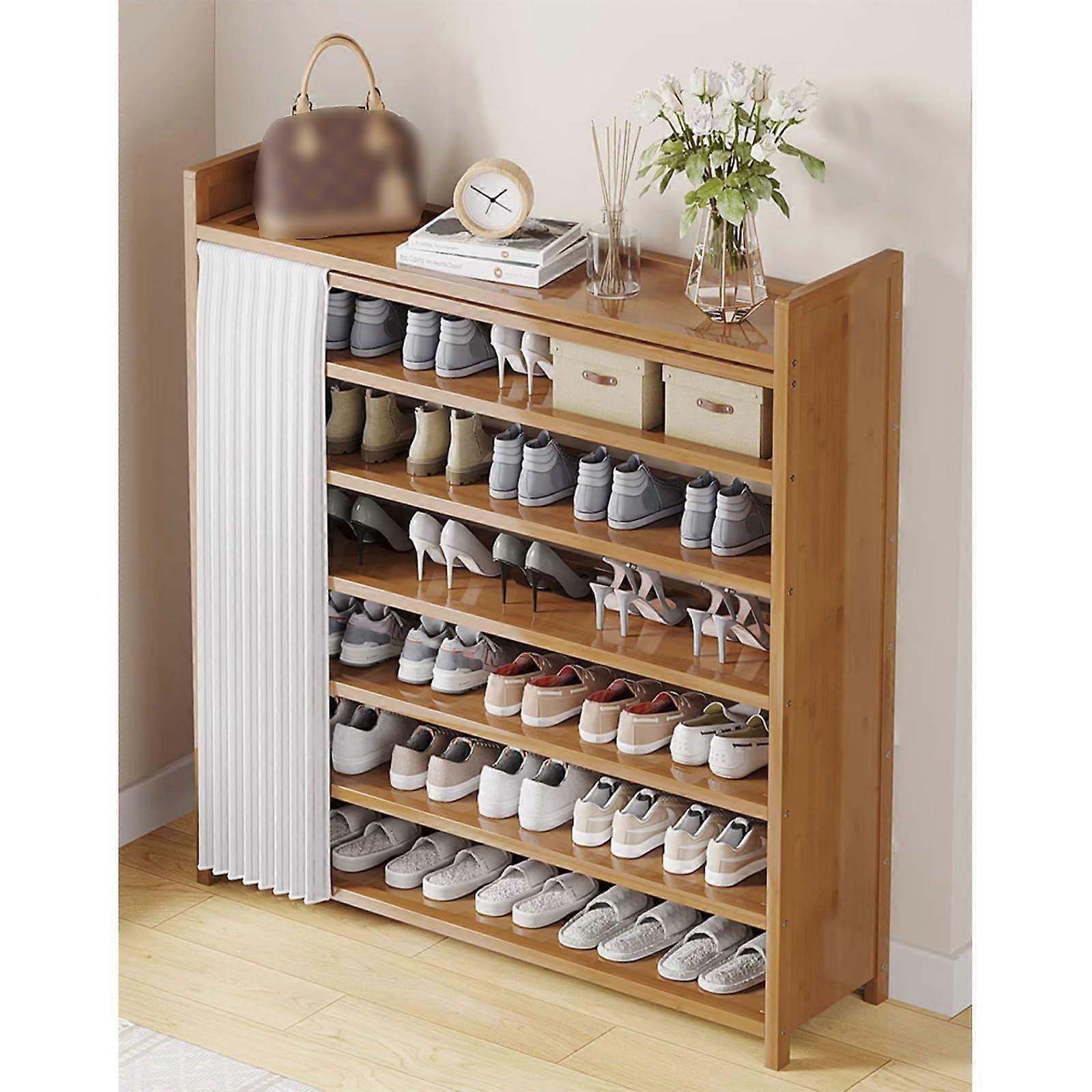 Shoe Cabinet for Entrance, Slim, Installation Bamboo Shoe Rack, 7 Layers, 50cm (20In)