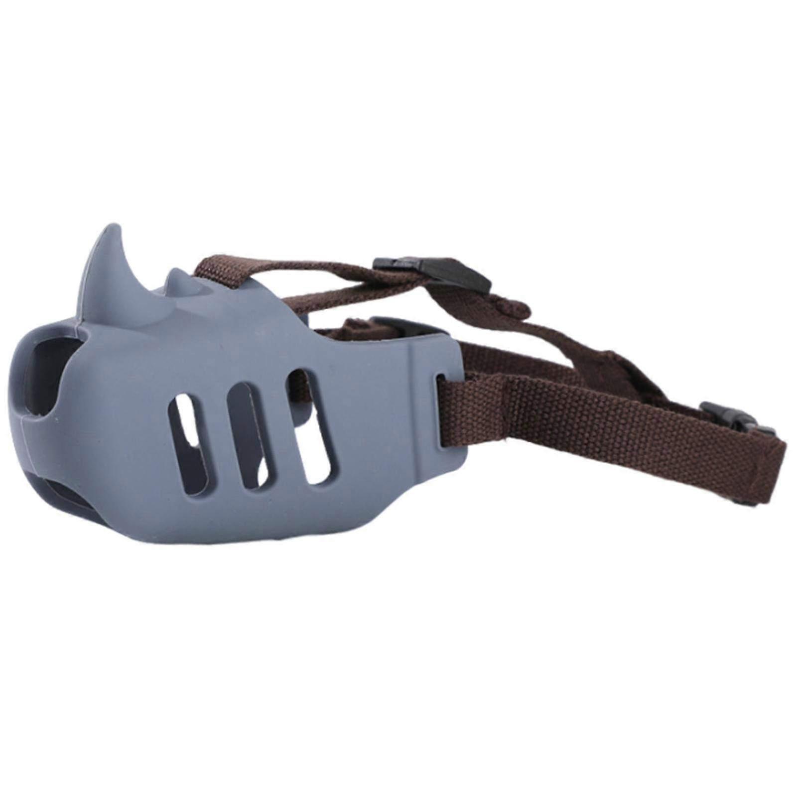Adjustable Dog Muzzle Guard for Aggressive Dogs, Secure Training Cover with Silicone Strap to Stop Biting, Dark Gray Size L for Public Use