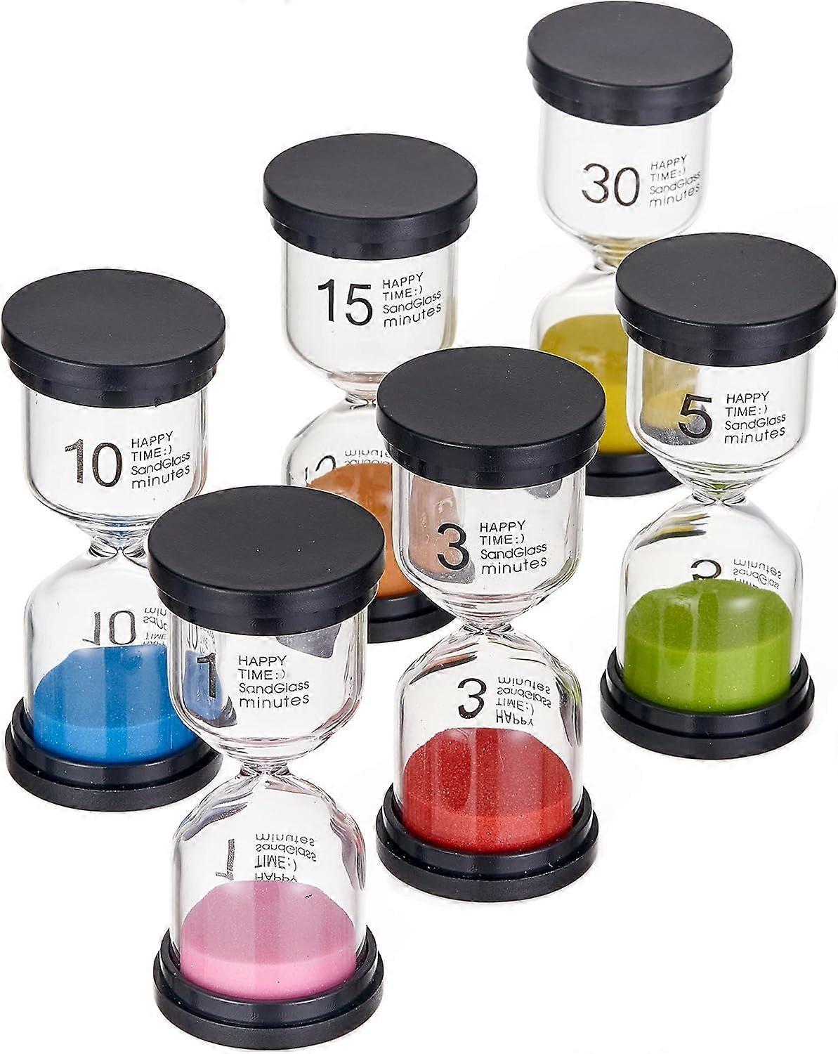 AURA Set mit 6 Sanduhr-Sanduhren für Kinder 1,3,5,10,15 30-Minuten-Eieruhren für Kinder Erwachsene visuell-sensorische Kinder-Sanduhr-Spielzeuge