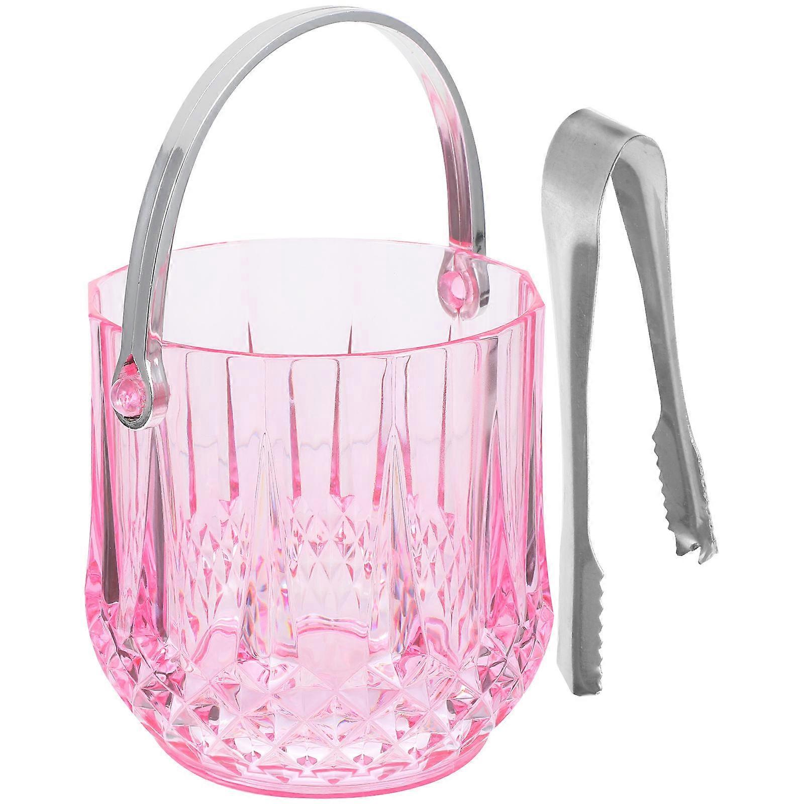 Portable Plastic Ice Bucket with Stainless Steel Tongs for Drinks and Snacks – Ideal for Parties, Home Bars, and Outdoor Events