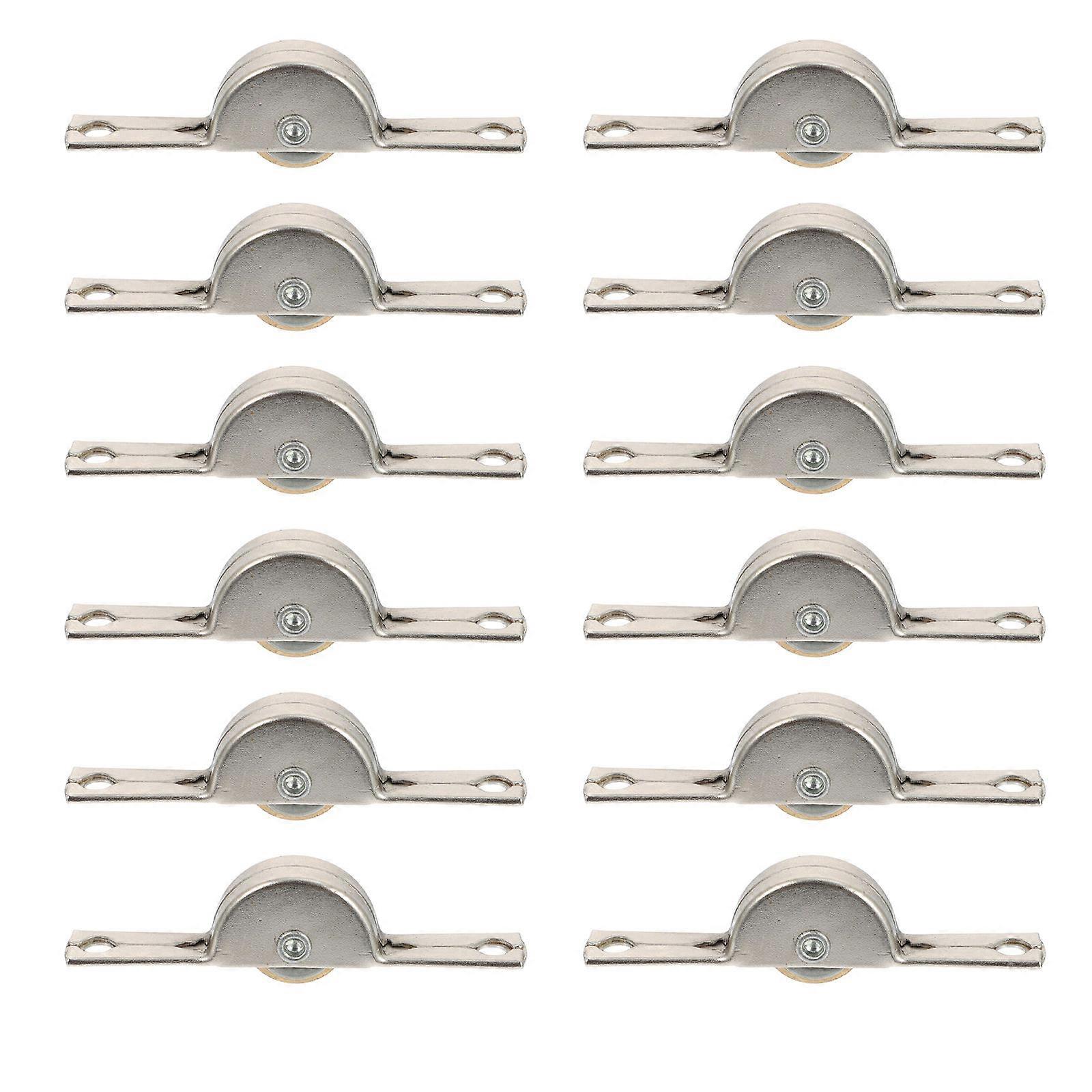 Sliding Door Roller Replacement Cabinet Wheels Silver 5.4X1.5X0.8CM Rustproof 12Pcs