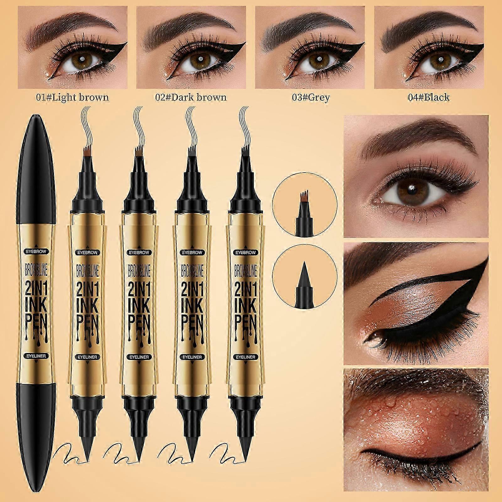 Matita magica per sopracciglia a 4 punte, penna per microblading per sopracciglia, sopracciglio microblading impermeabile e resistente al sudore 3D con eyeliner