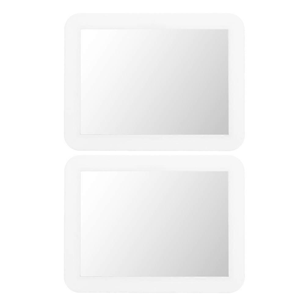 Bathroom Vanity Mirror Magnetic Attachment Rectangular Shape White Color Ideal for Office Use 2Pcs