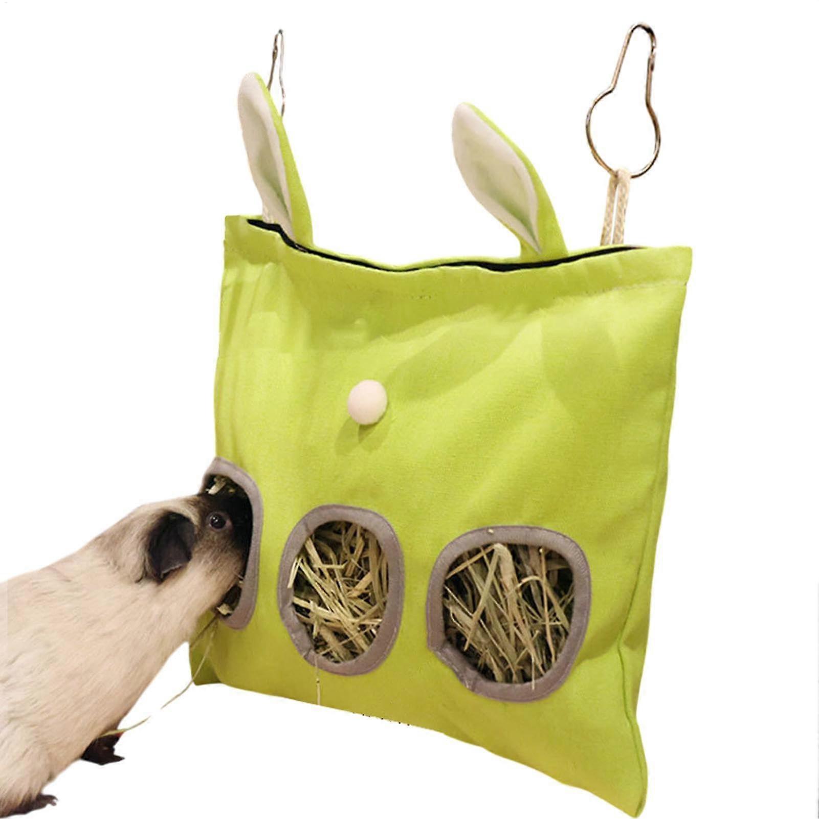 Rabbit Hay Feeder, Hay Feeder Hanging Hay Bag for Rabbits, Easy to Attach, Cage Accessories, Washable Slow Feed Bag for Small Animals