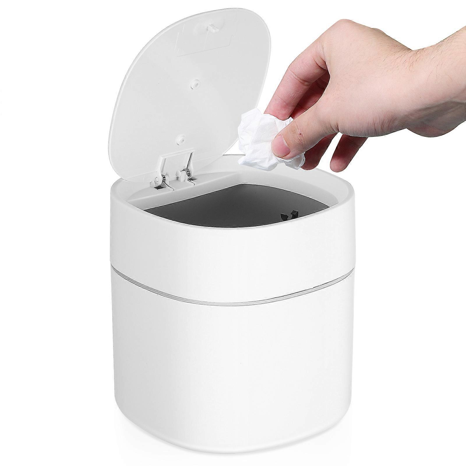 Desktop Mini Garbage Bin Vanity Table Odor Control Leak Prevention Plastic Material 13.80X13.20X13.20CM White 1 Set