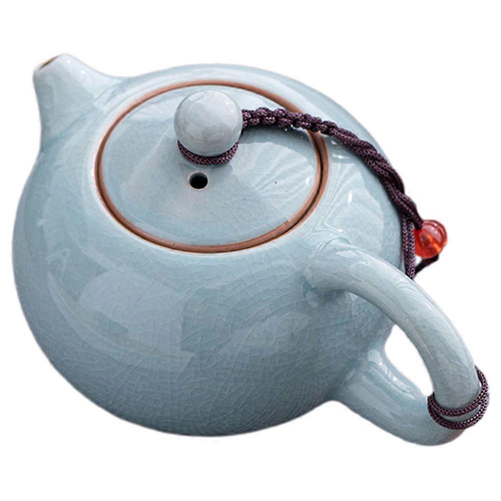 Ceramic Porcelain Teapot with Crackle Glaze, Chinese Style Loose Leaf Kung Fu Tea Kettle for Home, Office, and Tearoom