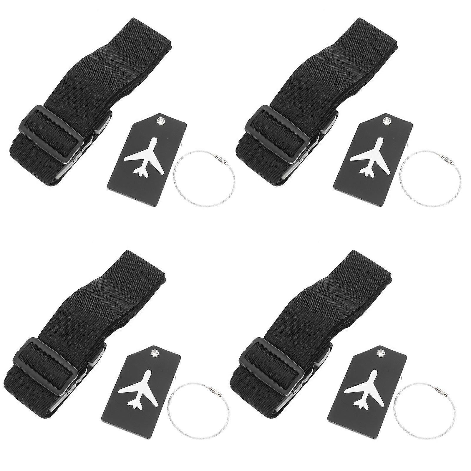 Luggage Packing Straps Rectangular Shape Cycling Accessory Black Color Suitcase Identification 1Set