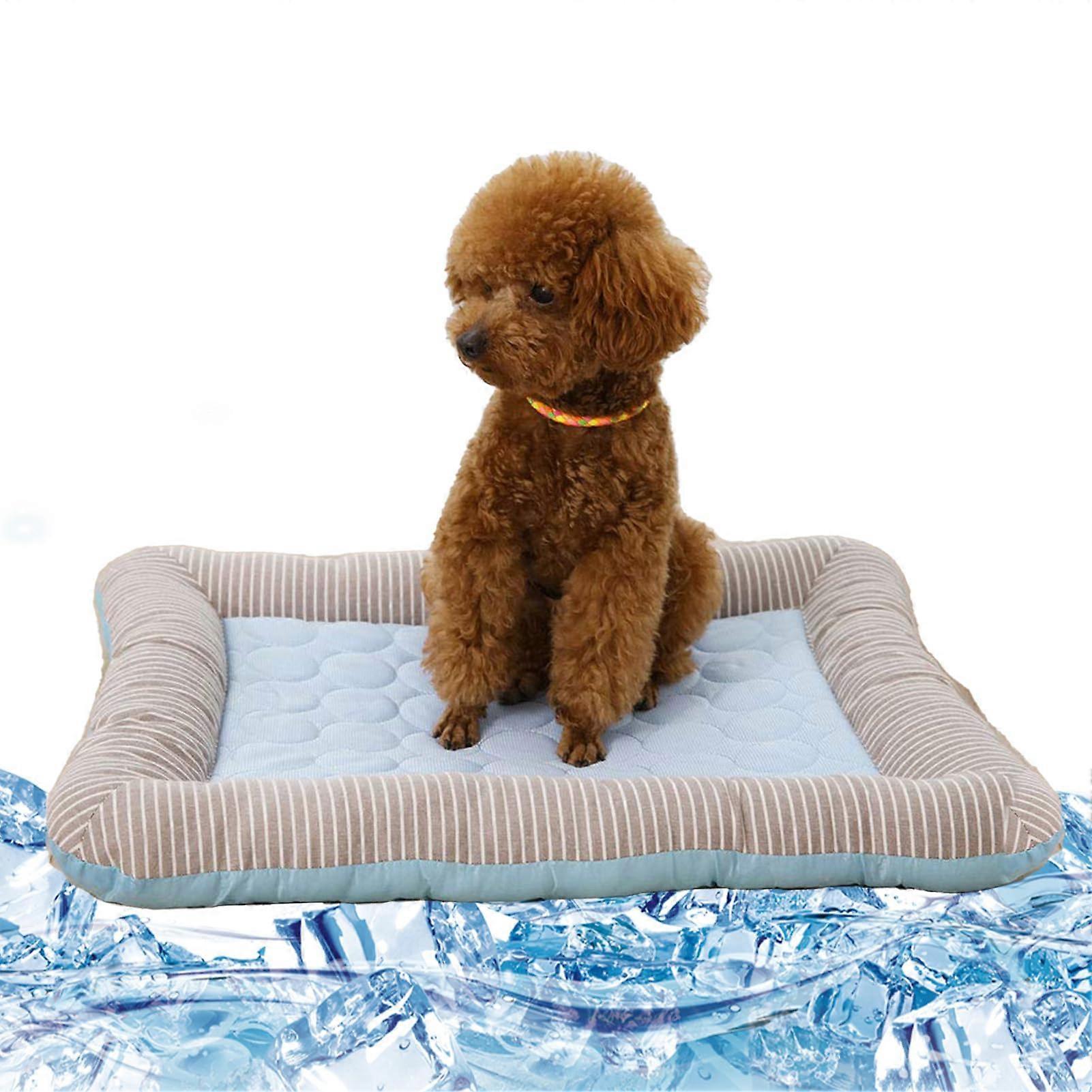 Silk Cooling Mat for Cats Cool Sleeping Mat for Indoor Cats Breathable Cooling Pad for Small and MediumSized Pets Like Cats Blue M
