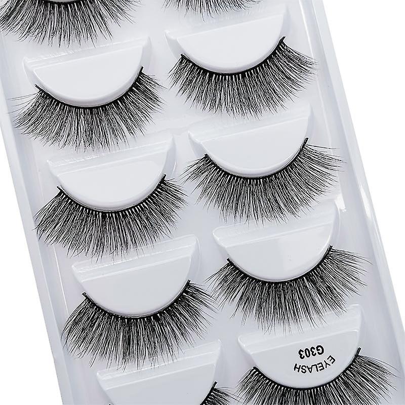 5 par falske øyevipper - 3D faux mink - G303