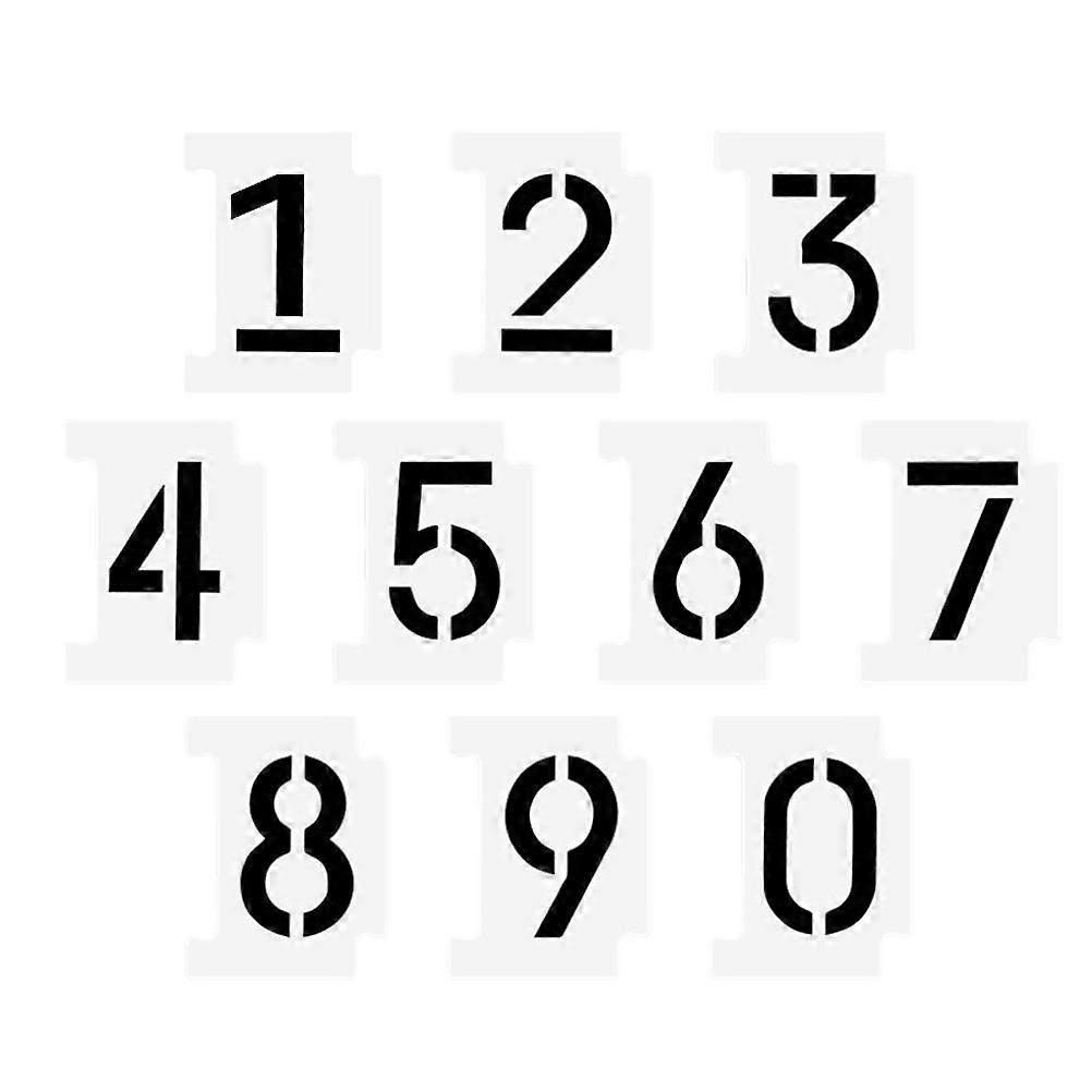 1 Set 10Pcs Hollow Number Drawing Stencils for DIY Templates White
