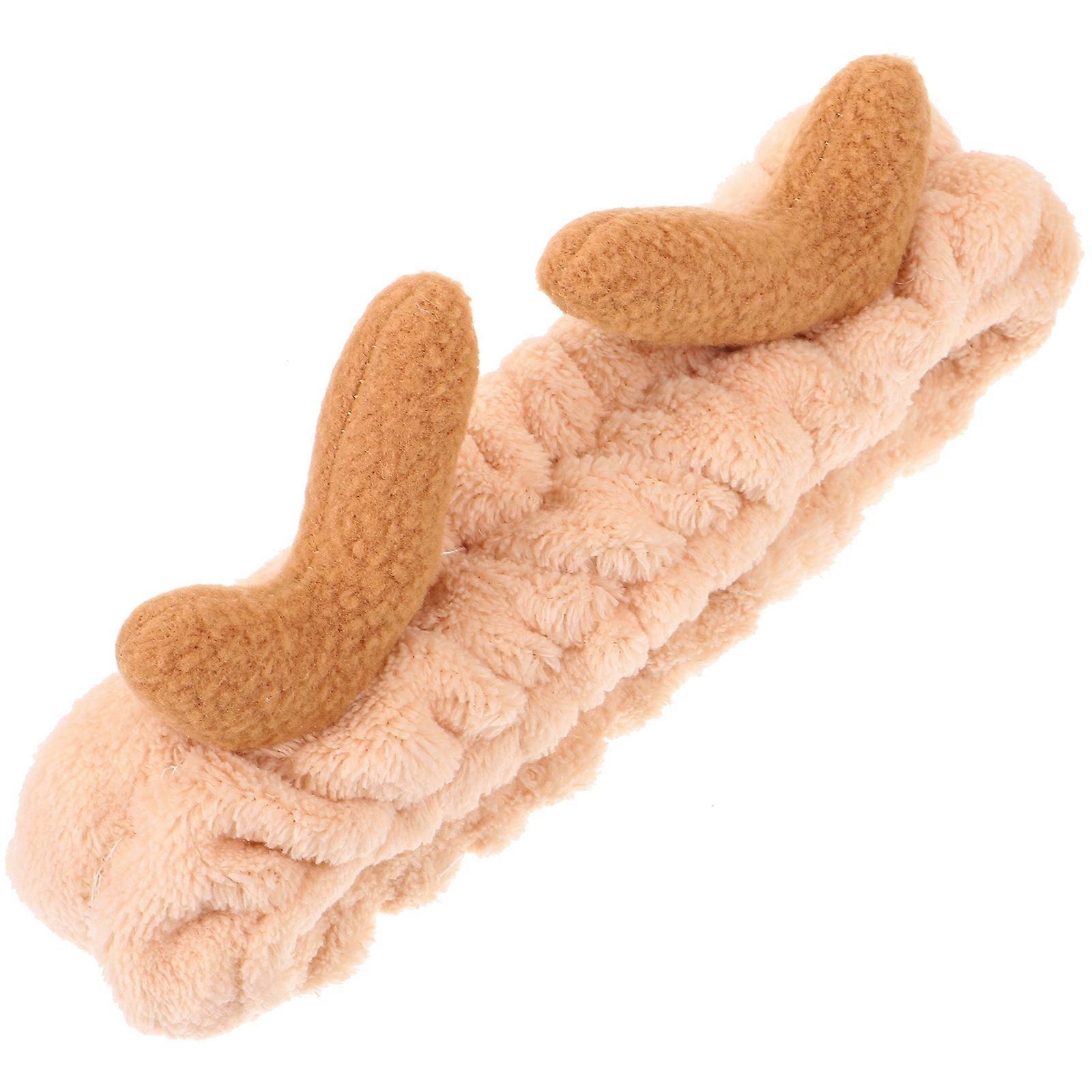 Facial Headband Reindeer Face Wash Hairband Elastic Design For Daily Wearing Khaki 1Pack