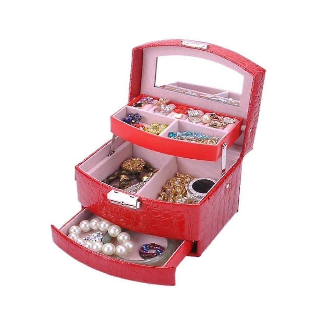 Camping Cart, Outdoor Cart Rolling Cart, MultiFunctional Storage Box, Jewelry Box (Red)