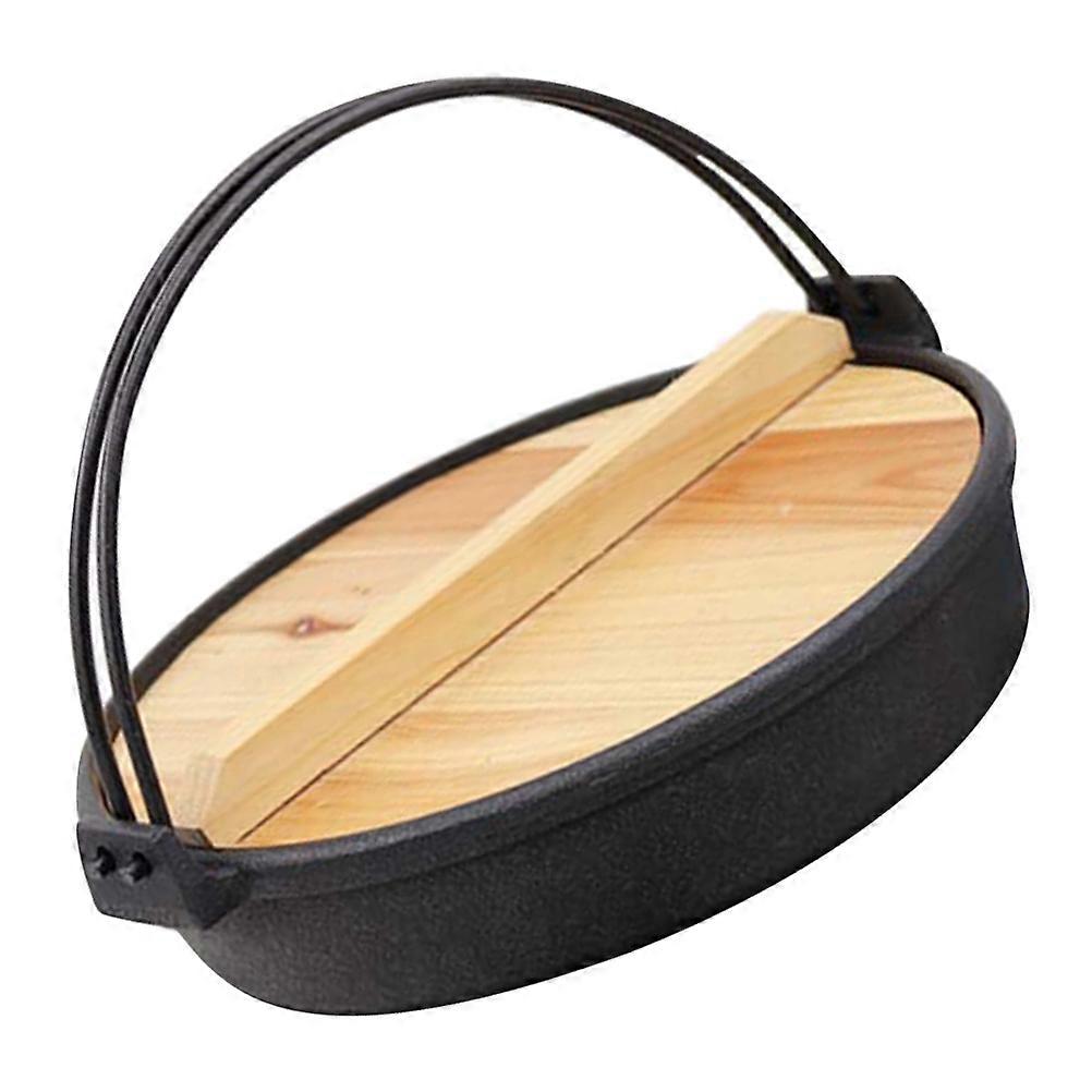 Round Japanese Frying Pot with Uniform Heat Distribution for Dinner Parties Iron Material 1 Set