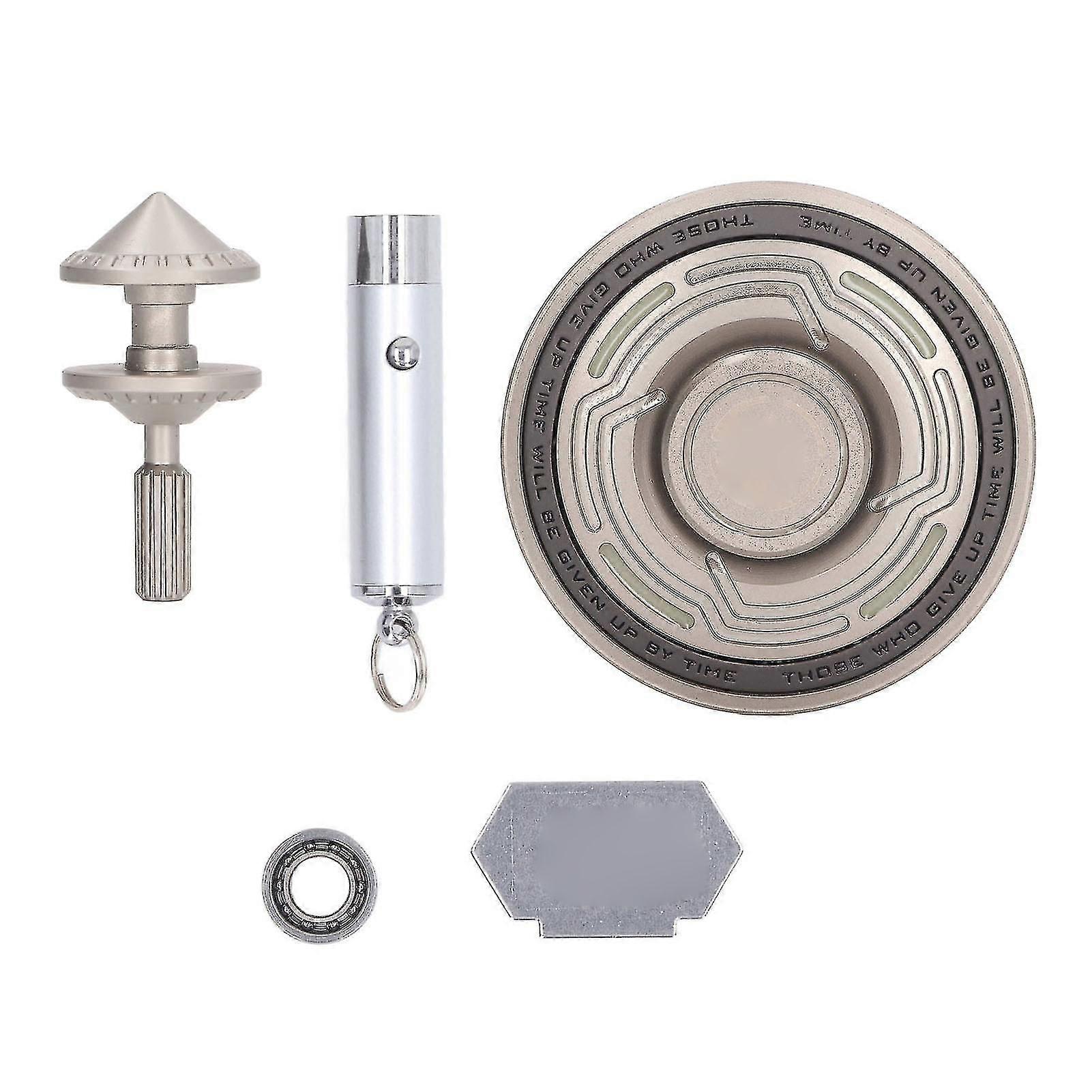 Relieving High Speed Toy Mini Luminous Violet Light Decompression Round Metal Rotation Sensory Toy for ADHD Silver