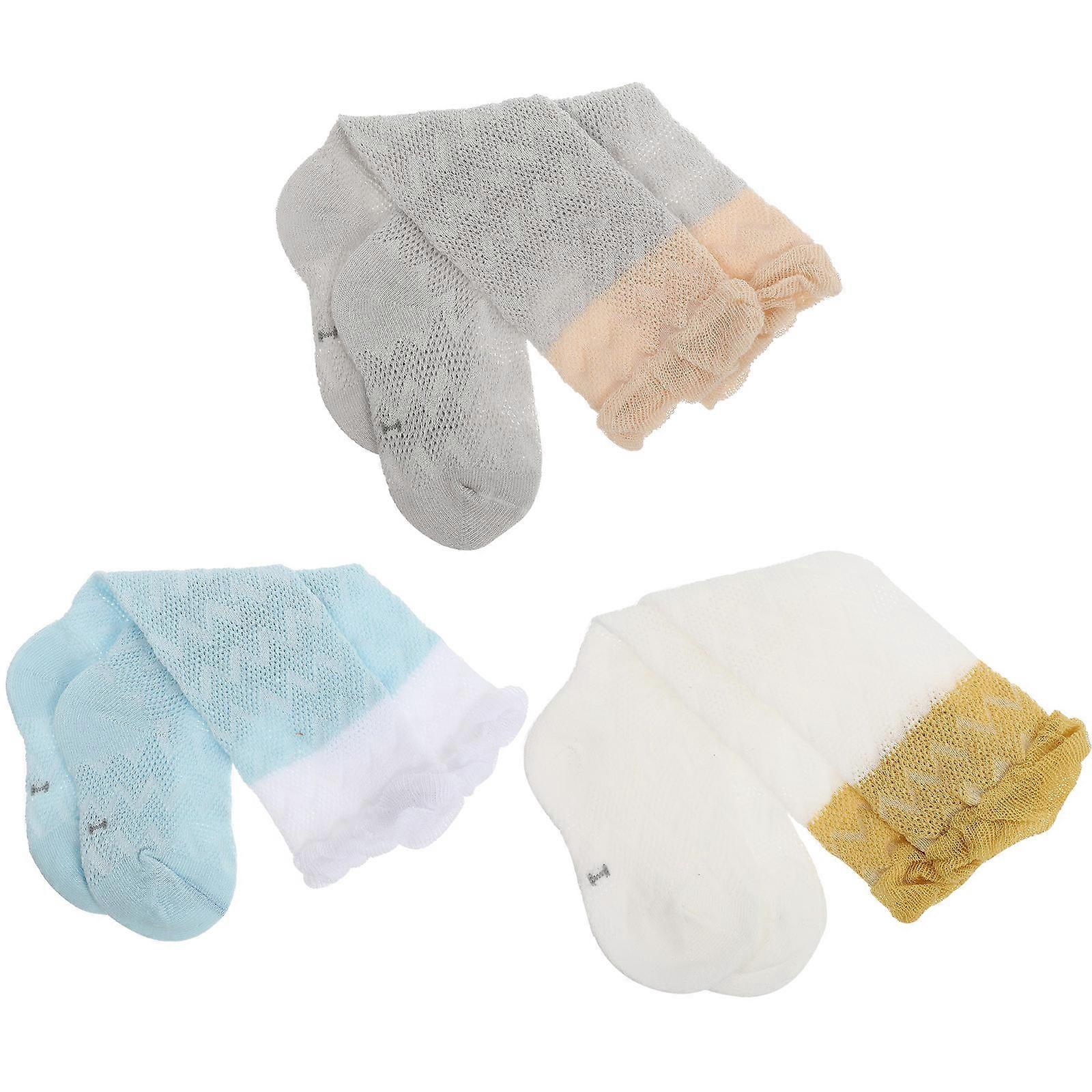 Toddler High Socks Baby Socks Comfortable Durable Easy to Wear and Remove Cotton Polyester Fiber Spandex 3 Pairs