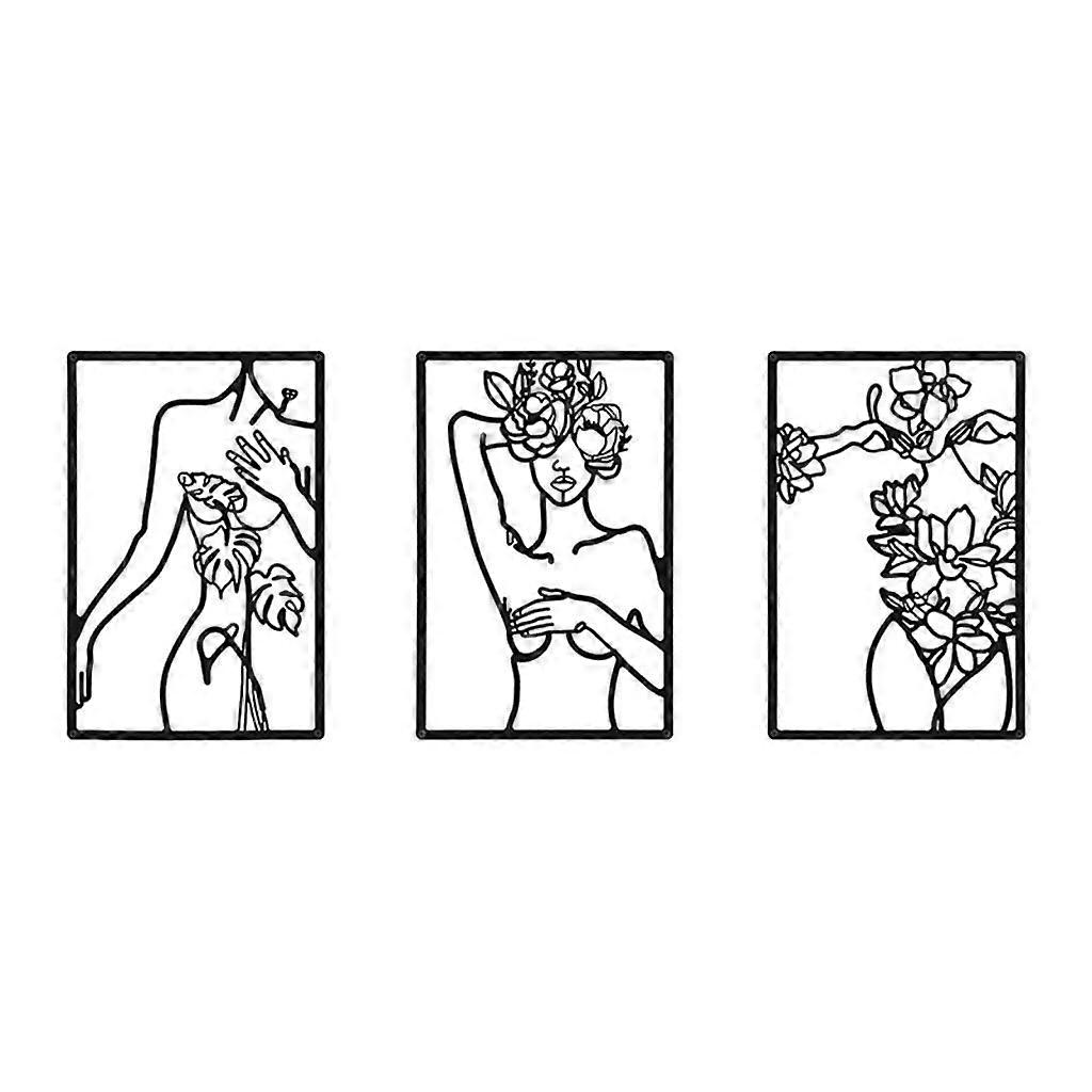 1セットメタルミニマリスト女性ボディフレームサインウォールアートの装飾