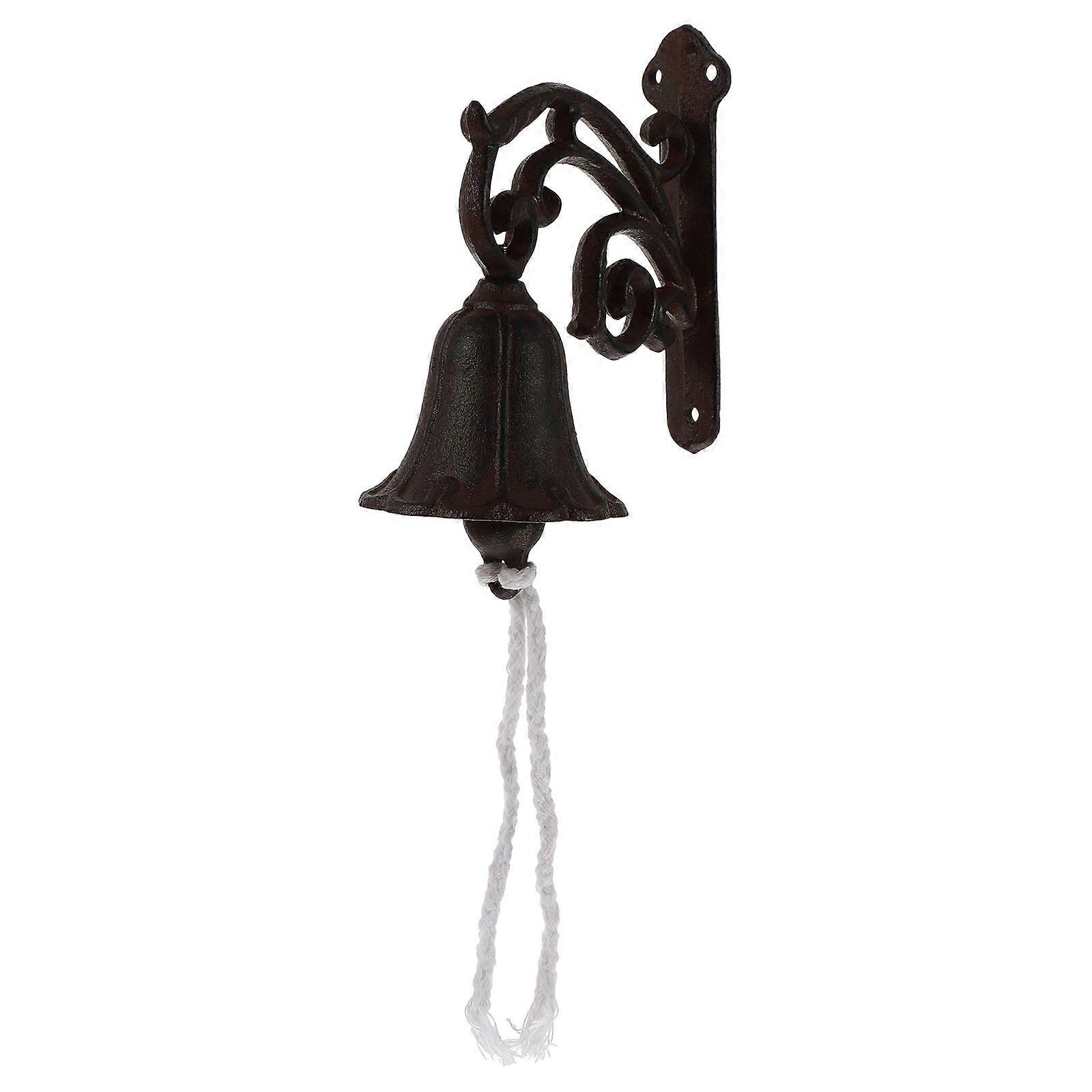 1 Set Cast Iron Wall Bell Rustic Style Manually Shaking Wall Hanging Doorbell