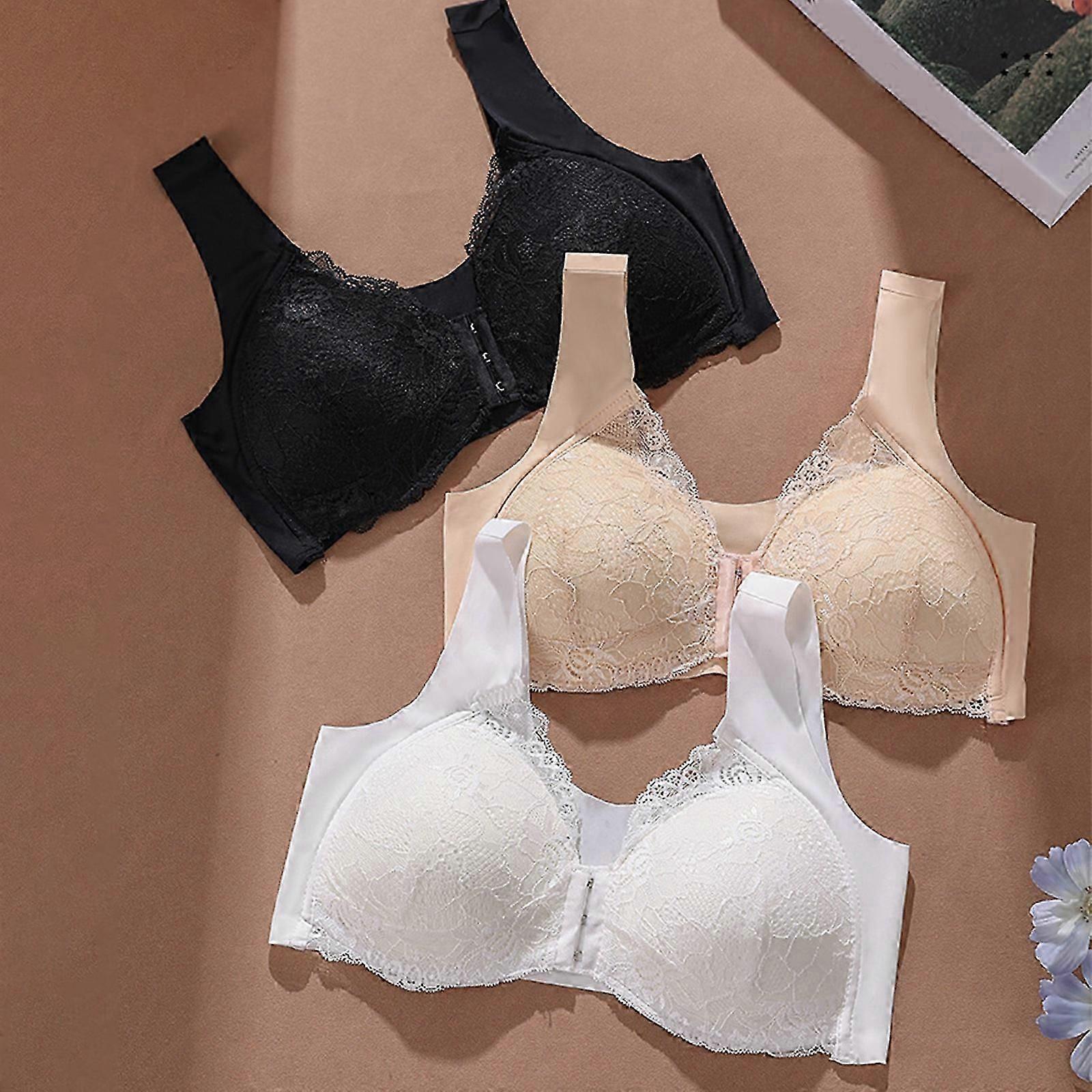 Sutiã sem aro com fecho frontal, sutiã esportivo com abertura frontal Sutiã confortável para uso diário para ioga e esportes Sutiã de dormir em forma push up