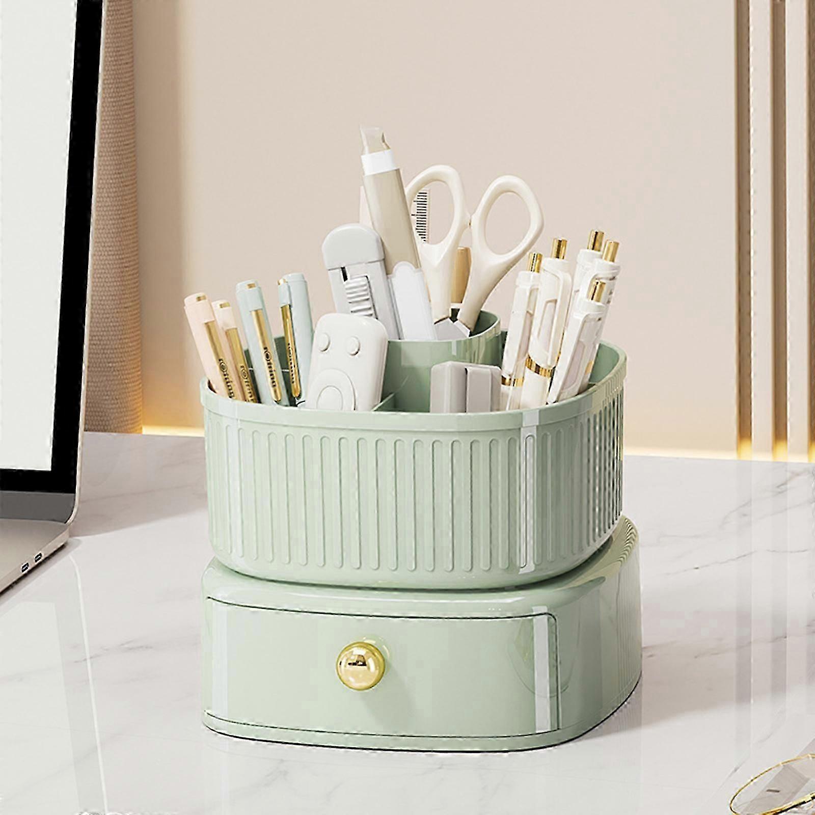 360 Rotating Make-Up Organiser, Dressing Table with Drawer, Perfect for Lipstick, Brushes and Bathroom, Bedroom, Dressing Table Decor
