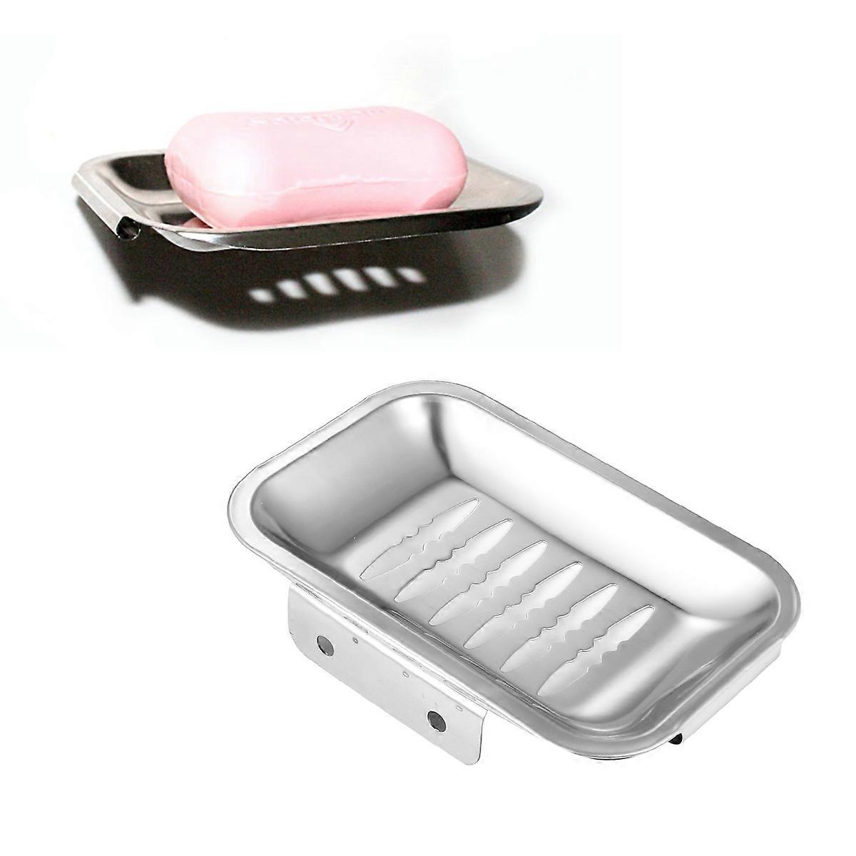 Stainless Steel Soap Dish with Double Screws for Home Use Silver Non-Rusting 7.5 Inches