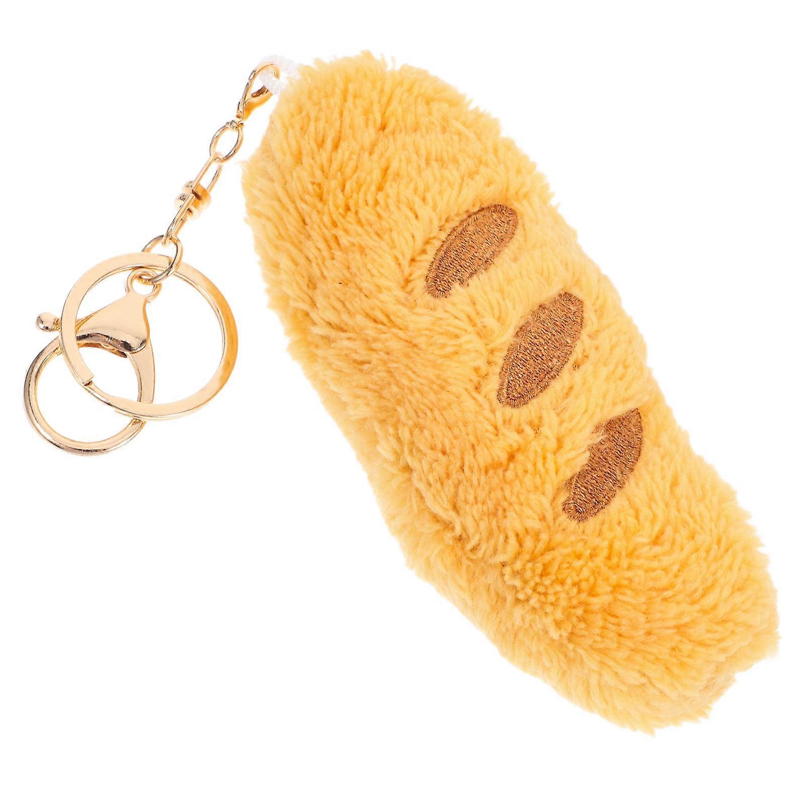 Cute Fuzzy Bread keychain for Backpack Decor Soft Plush Pendant with Brown Color and Detailed Craftsmanship 3.5 Inches