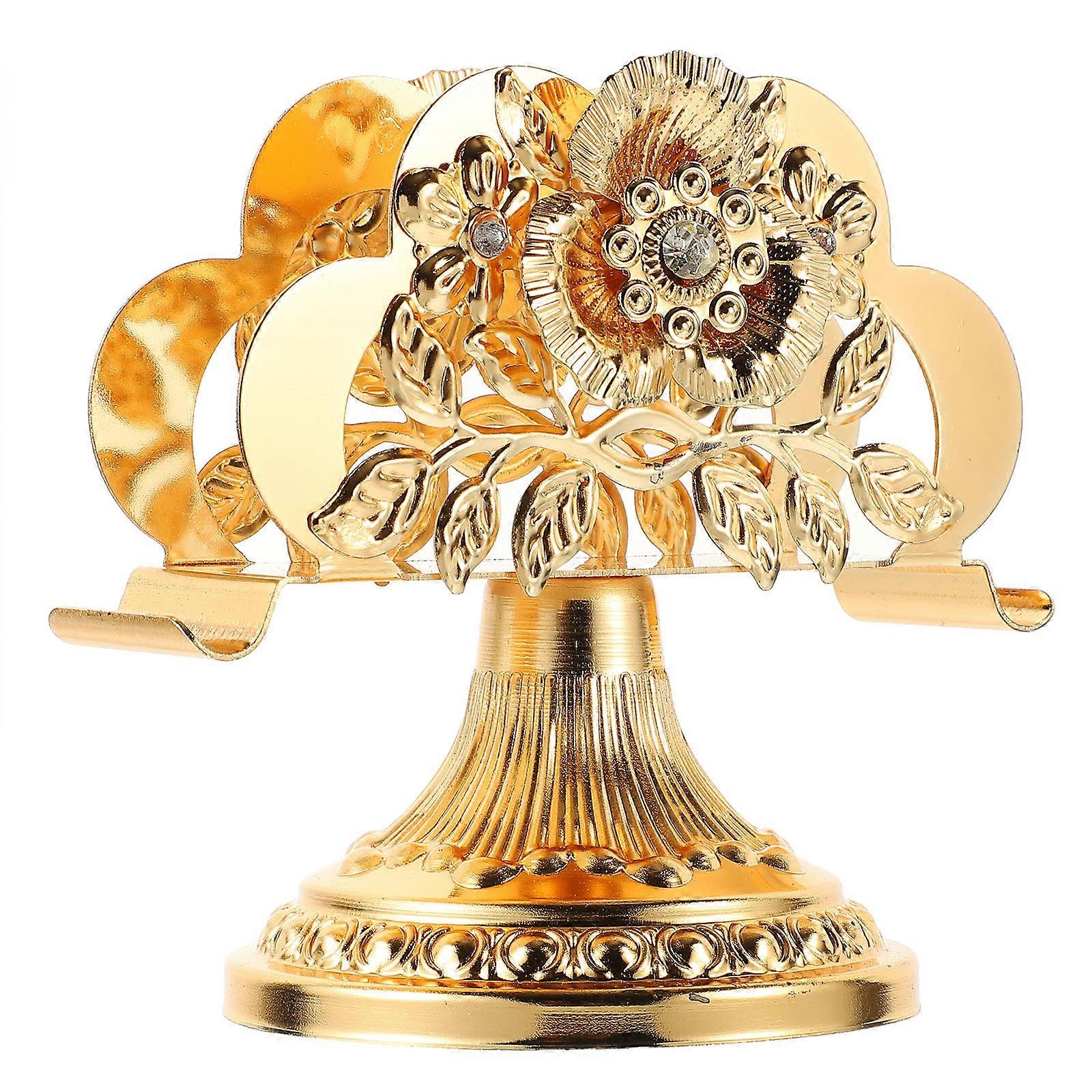 Napkin Holder for Home Use Golden Iron Material Perfect Size for Standard Tissue 7 Inch