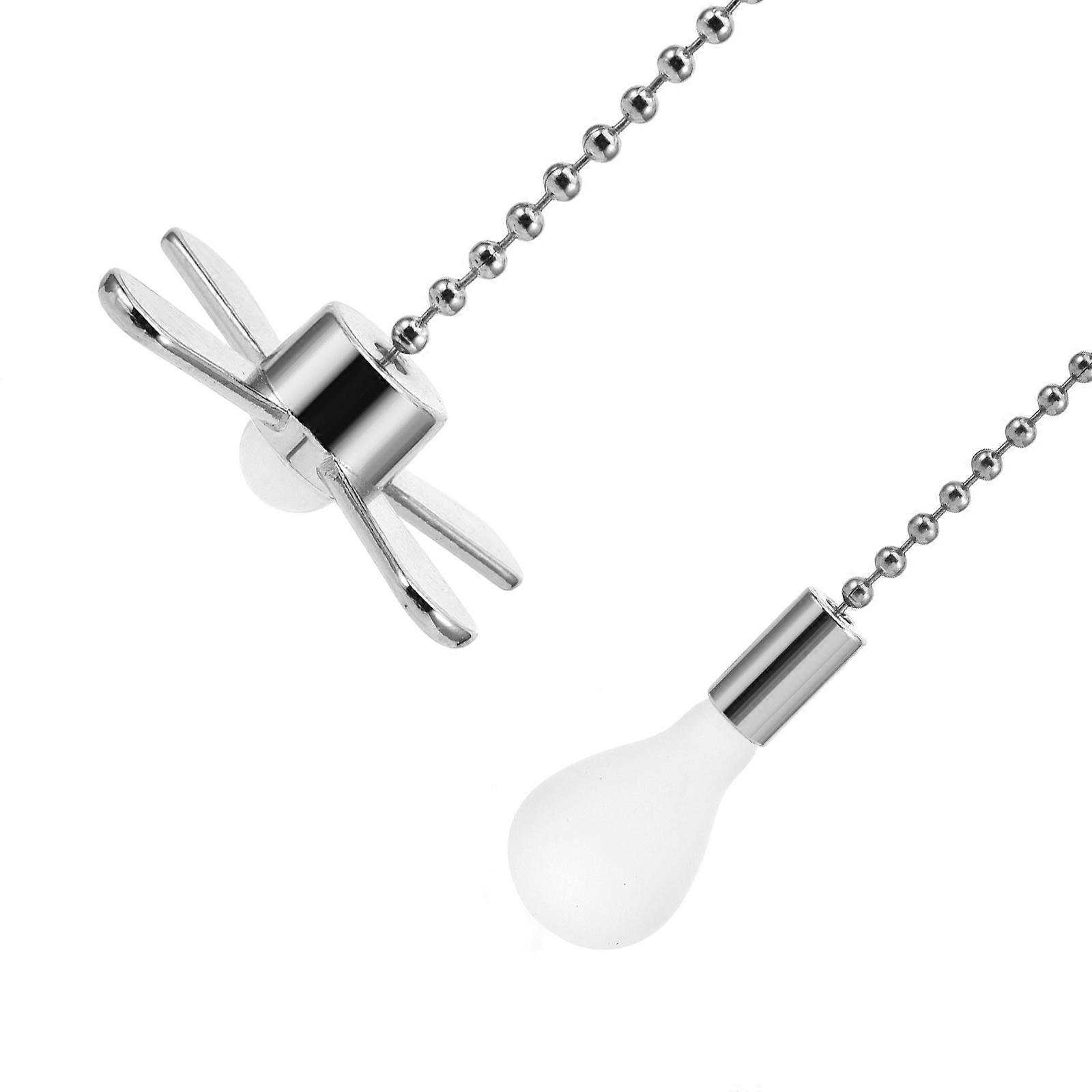 Set of 2 Stylish Pendant Fan & Light Bulb Pull Chains Exquisite Frosted Light Bulb Fan Pull Chains Easy to Install Silver