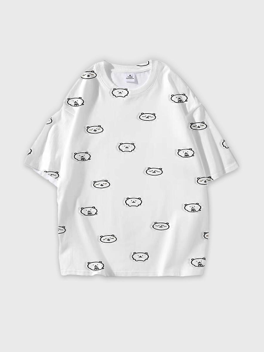 T-shirt round neck Comic book Role Pattern loose short sleeve D3066